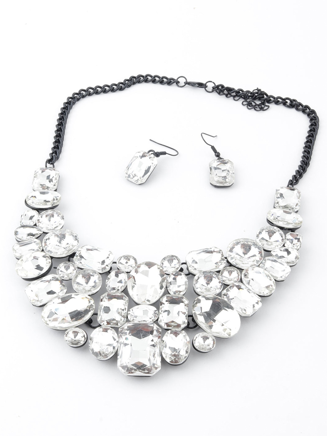 

ODETTE White Stone Studded Handcrafted Statement Necklace