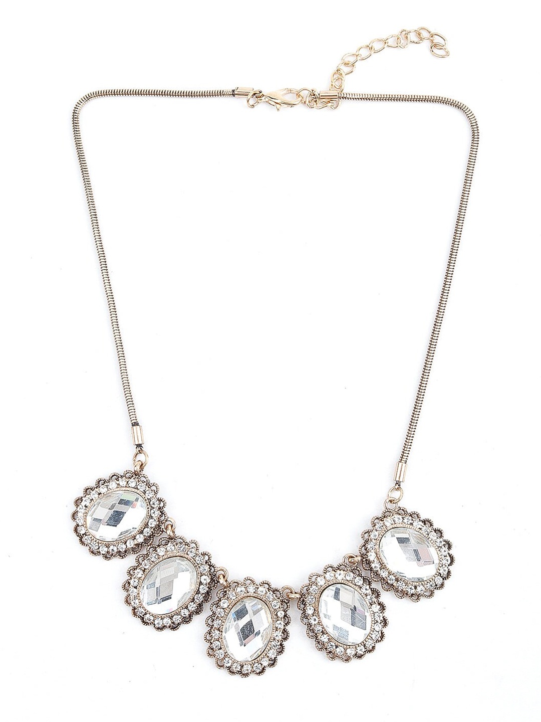 

ODETTE Gold-Toned & Red Artificial Beads & Stones Antique Necklace