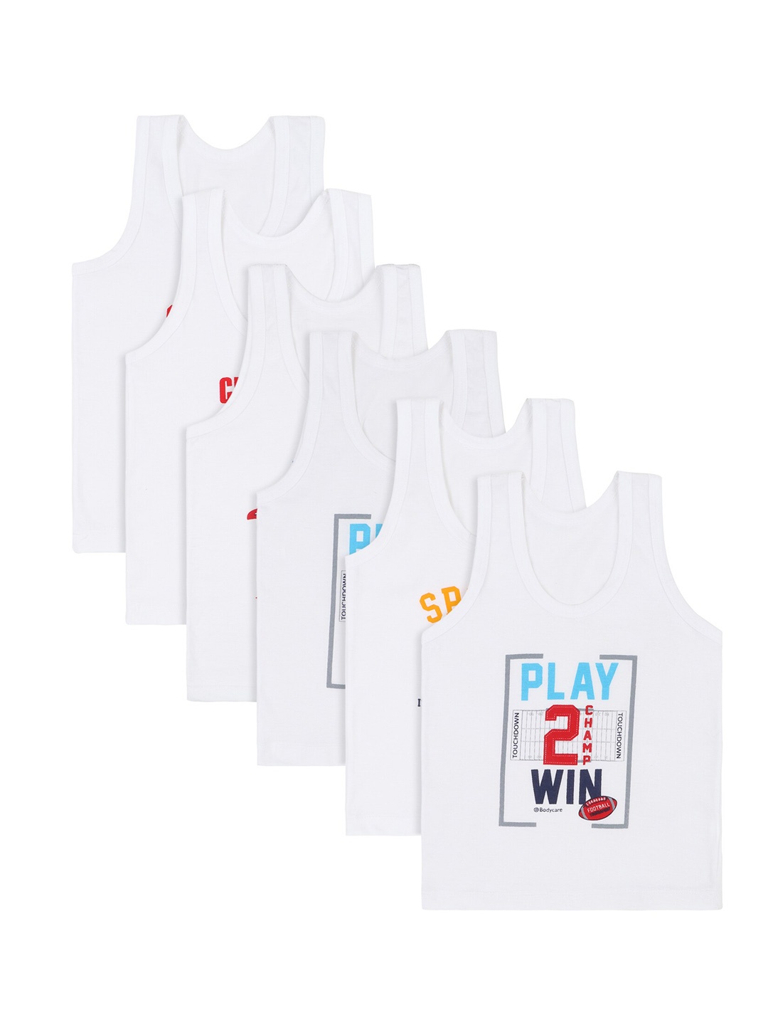 

Bodycare Kids Boys Infant Pack Of 6 Assorted Printed Cotton Innerwear Vests