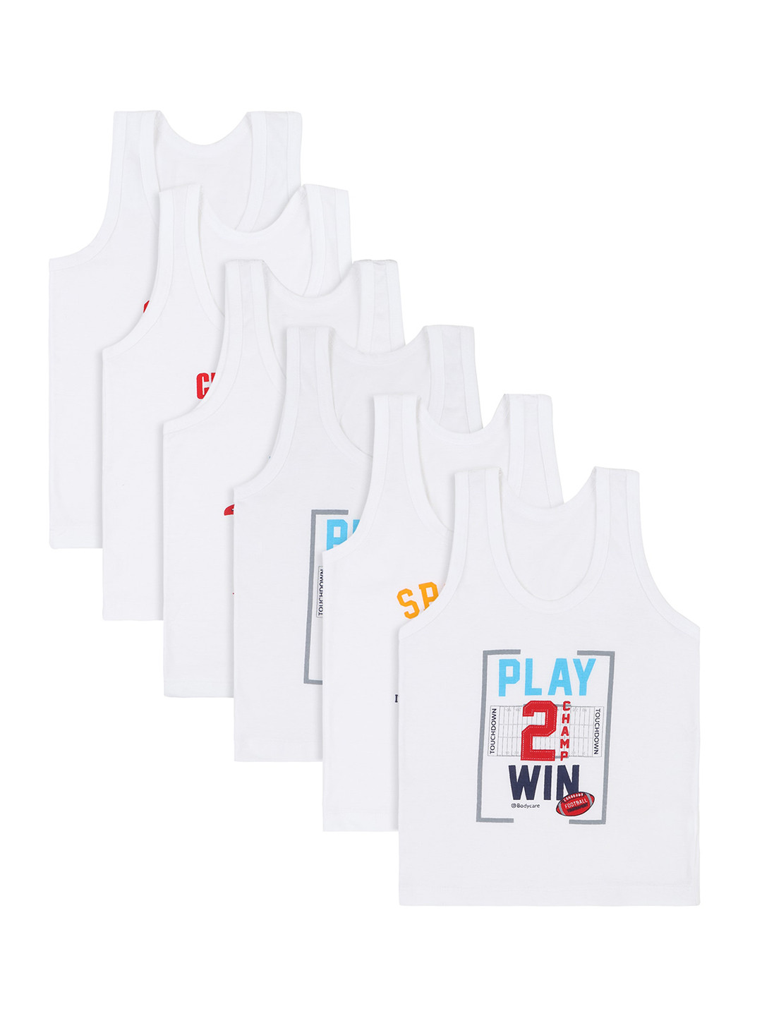 

Bodycare Kids Infant Boys Pack Of 6 Assorted Cotton Innerwear Vests, White