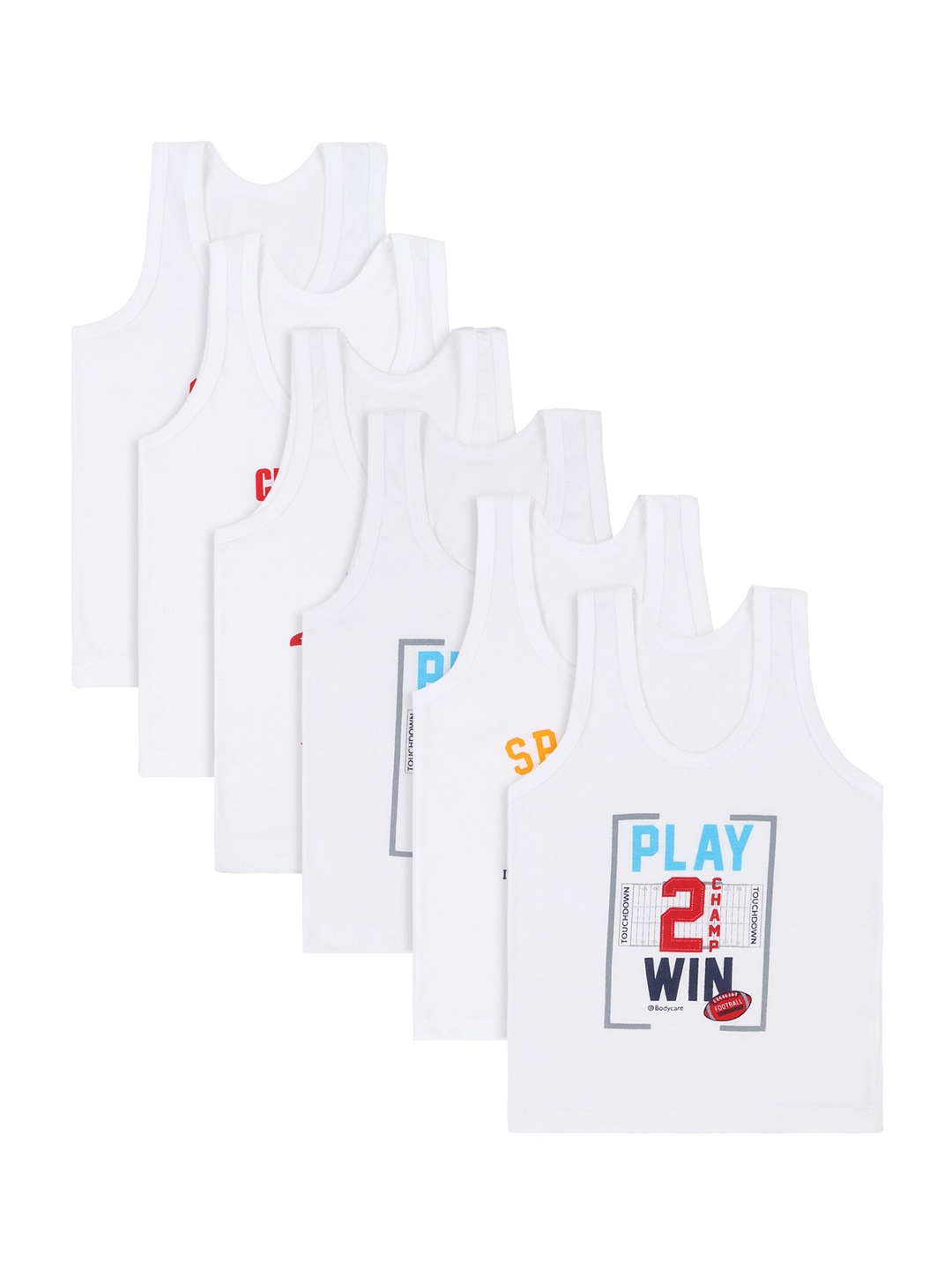 

Bodycare Kids Infant Boys Pack Of 6 Assorted Cotton Innerwear Vests, White