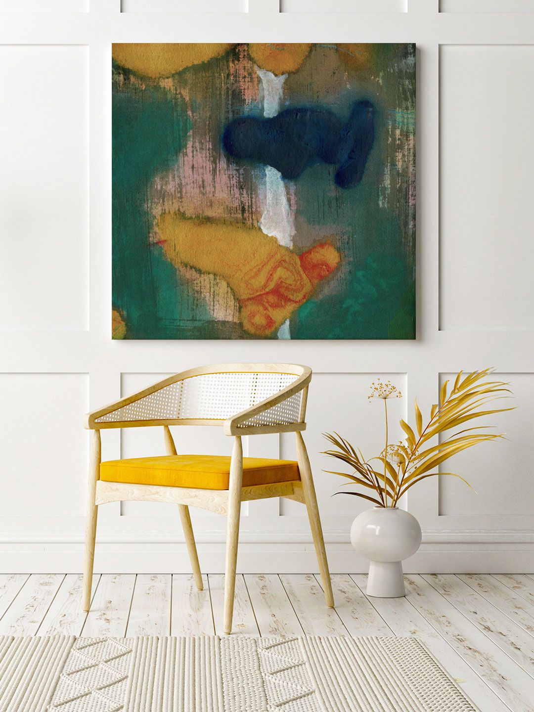 

ARTSPACE Green & Yellow Spot Of Abstract Framed Wall Art