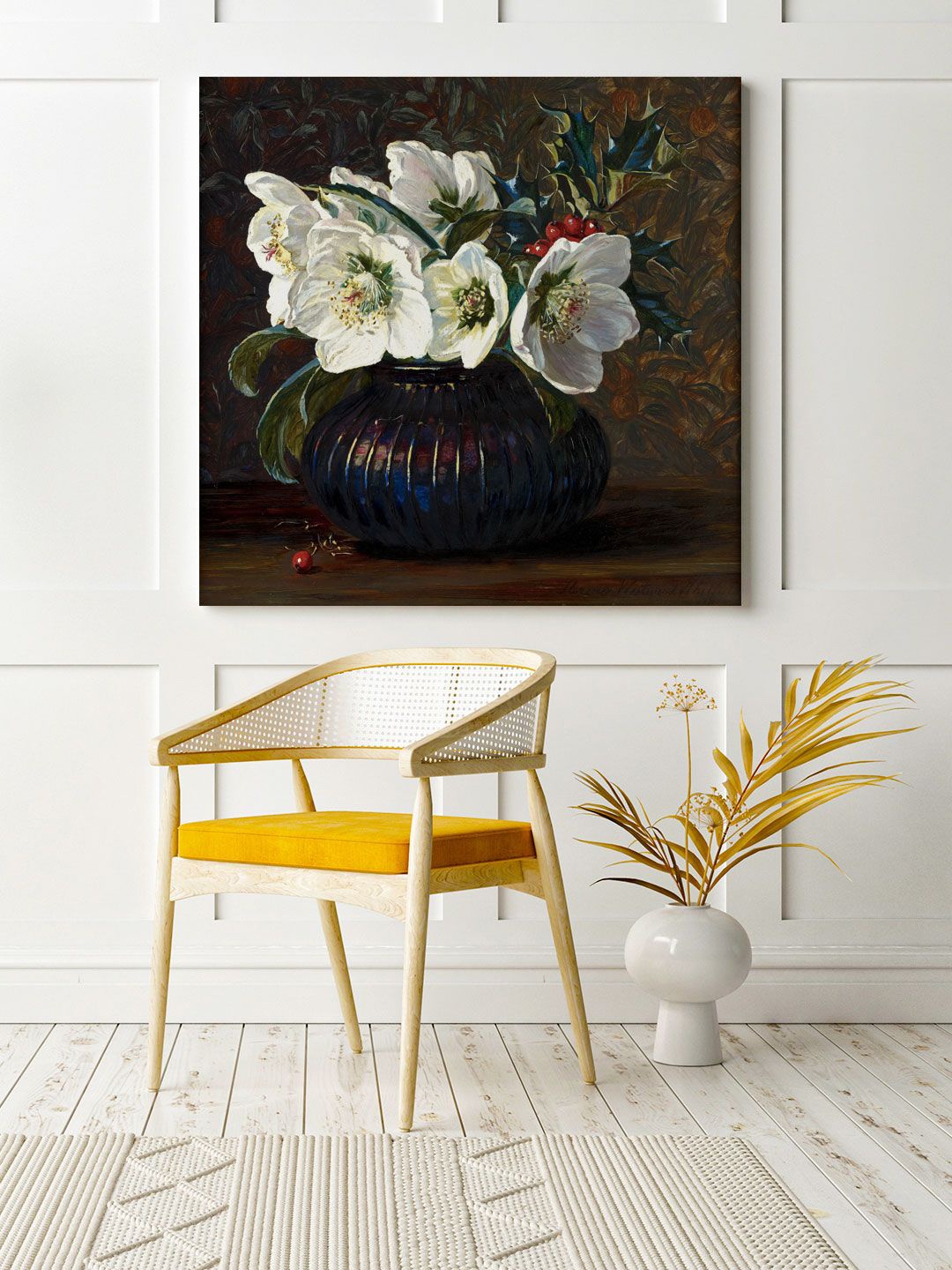 

ARTSPACE Black & White Christmas Roses Printed Framed Wall Art