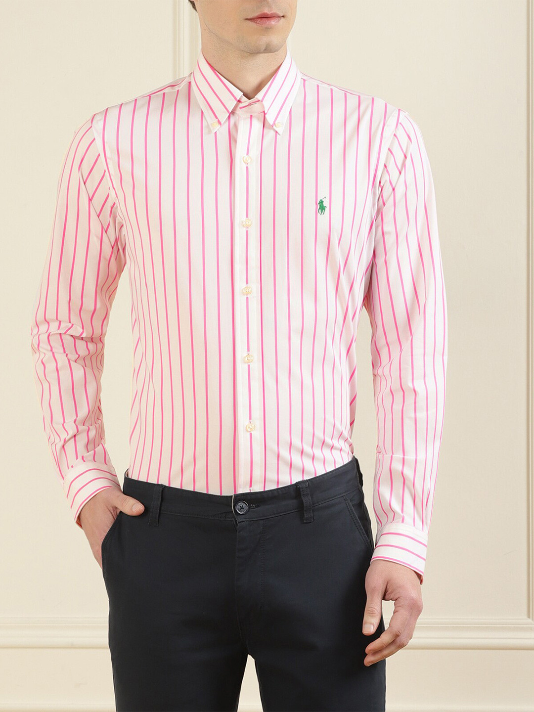 

Polo Ralph Lauren Men Pink Striped Semiformal Shirt