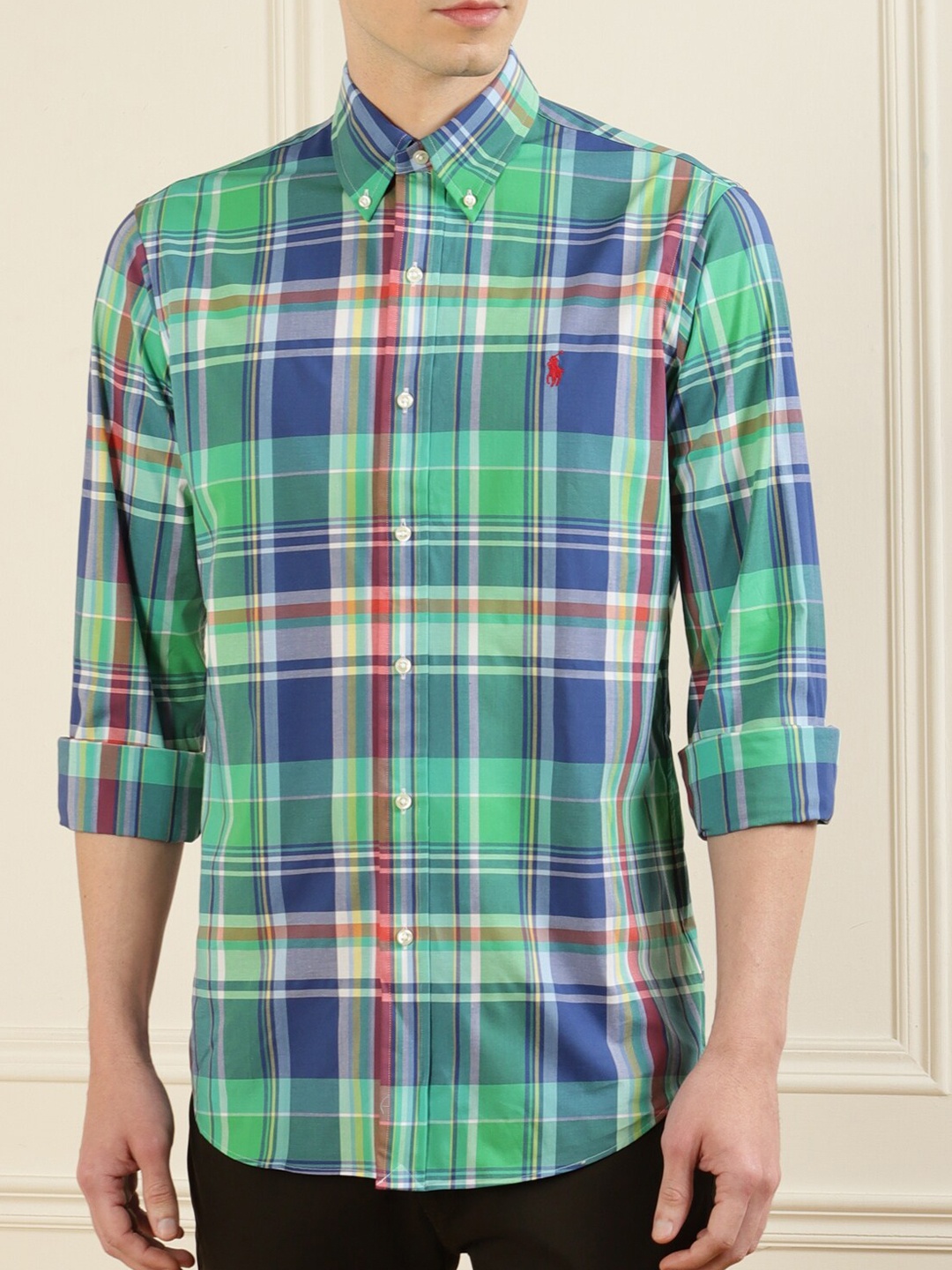 

Polo Ralph Lauren Men Blue Tartan Checks Checked Casual Shirt