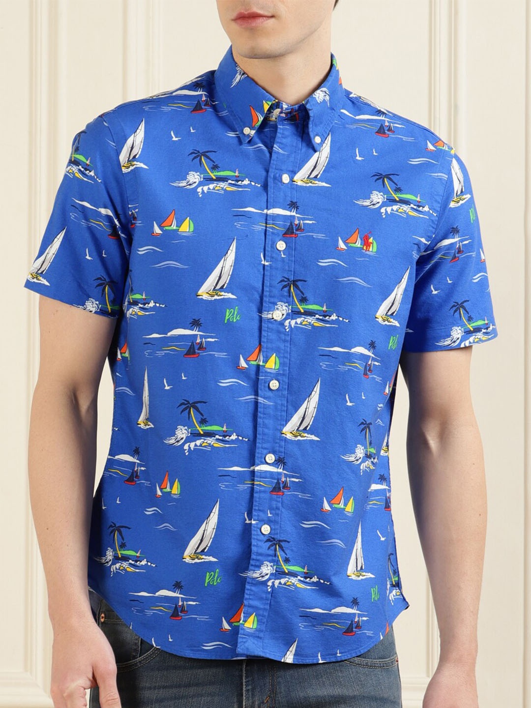 

Polo Ralph Lauren Men Blue Printed Casual Shirt