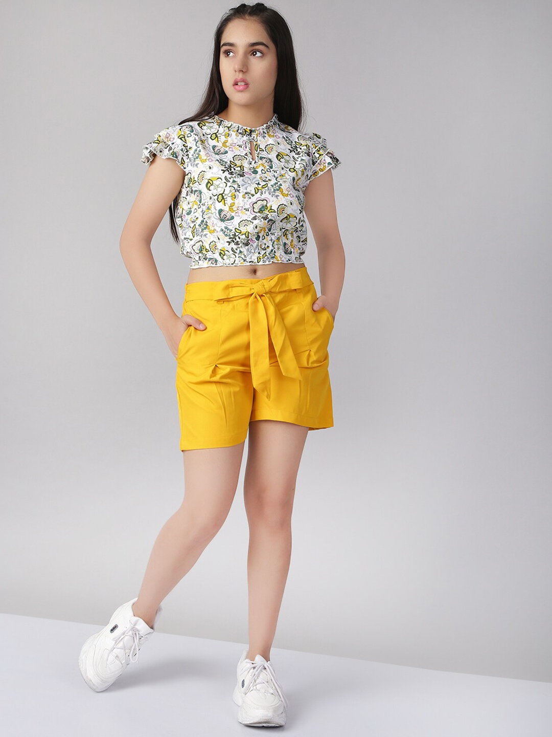 

Naughty Ninos Girls Off White & Yellow Printed Top with Shorts Clothing Set