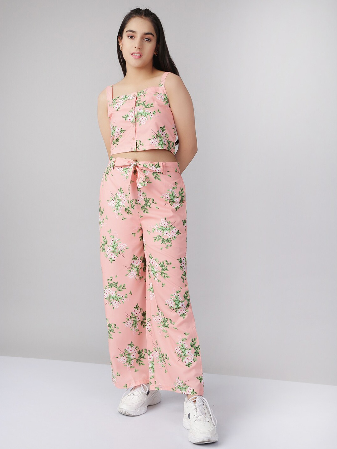 

Naughty Ninos Girls Pink Printed Top with Palazzos