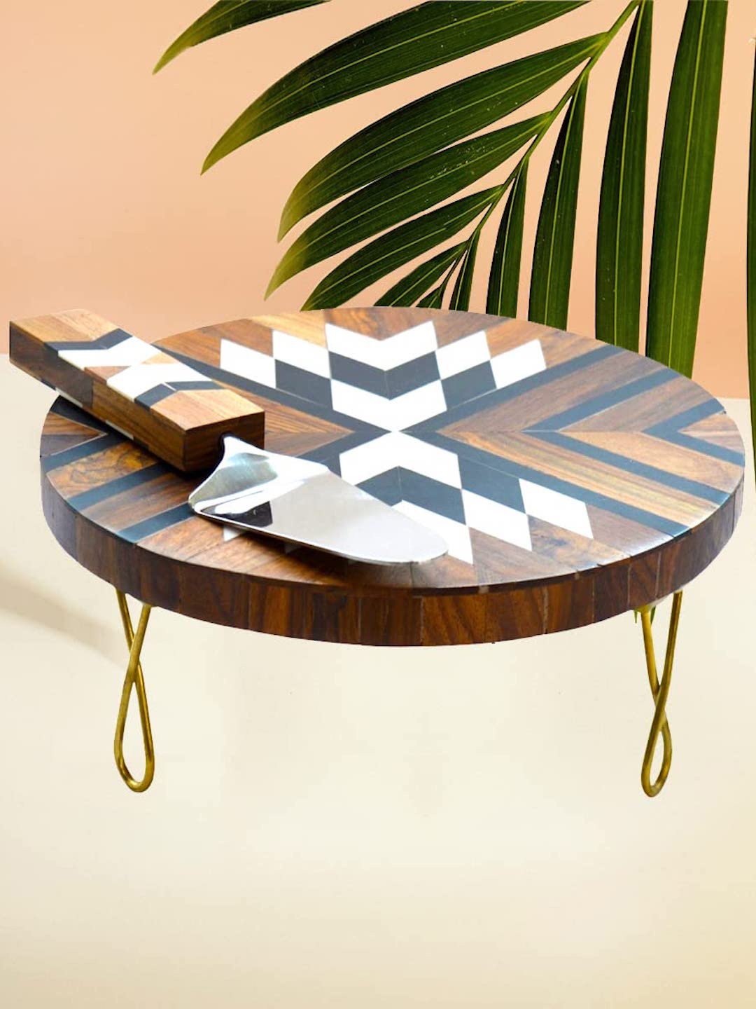 

Tranquil square Brown Wooden Cake Stand & Server