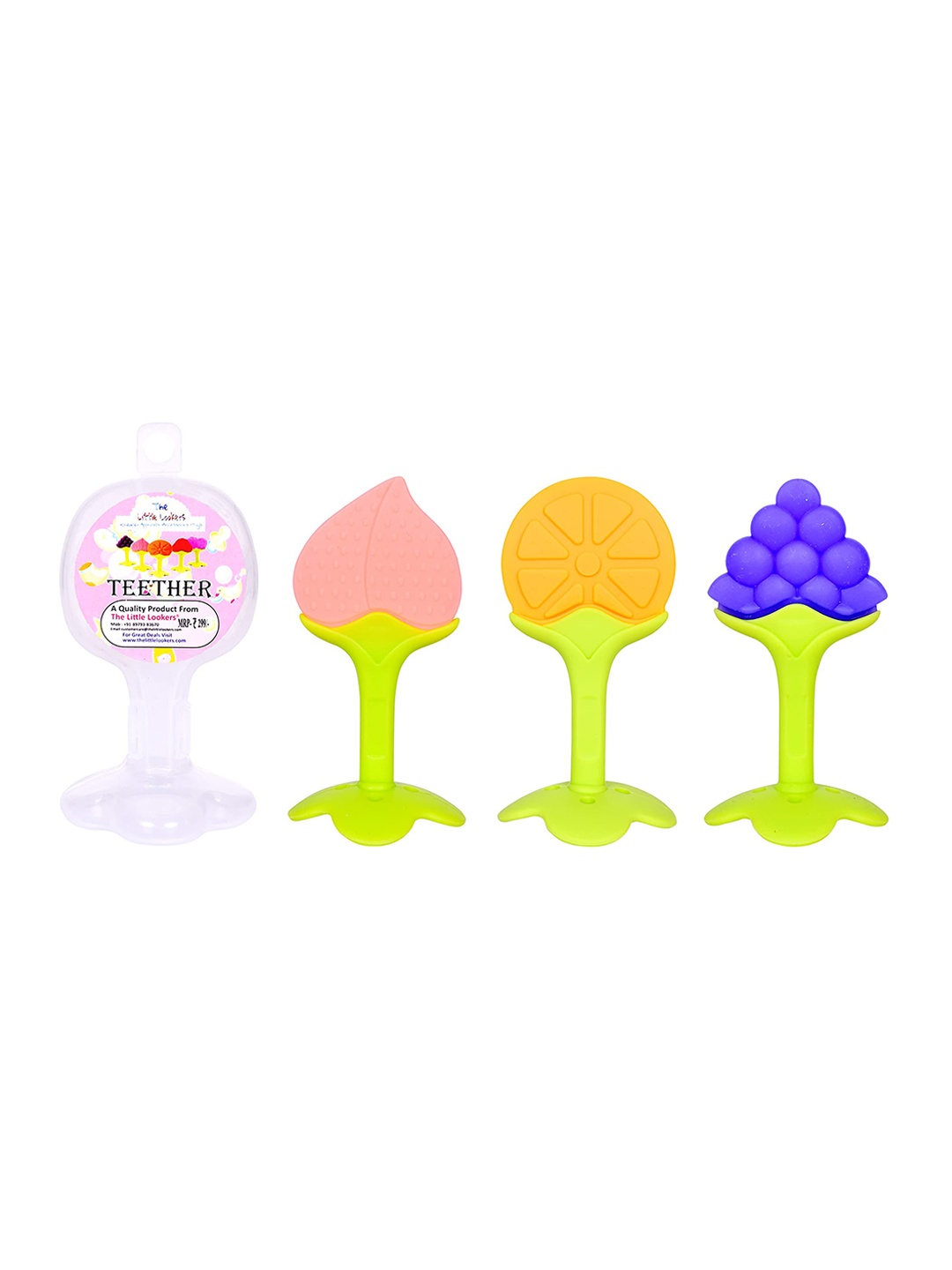 

The Little Lookers Kids Set of 3 Silicone Fruit BPA Free Teethers, Orange