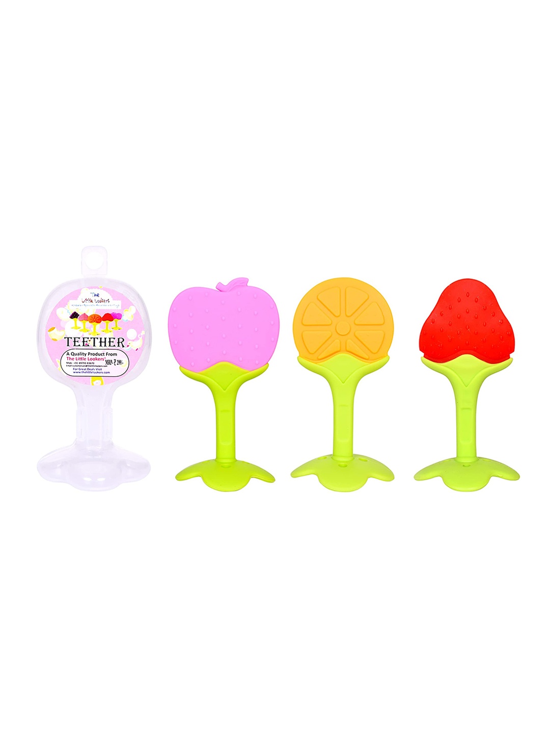 

The Little Lookers Kids Set Of 3 Silicone Fruit Teethers, Red