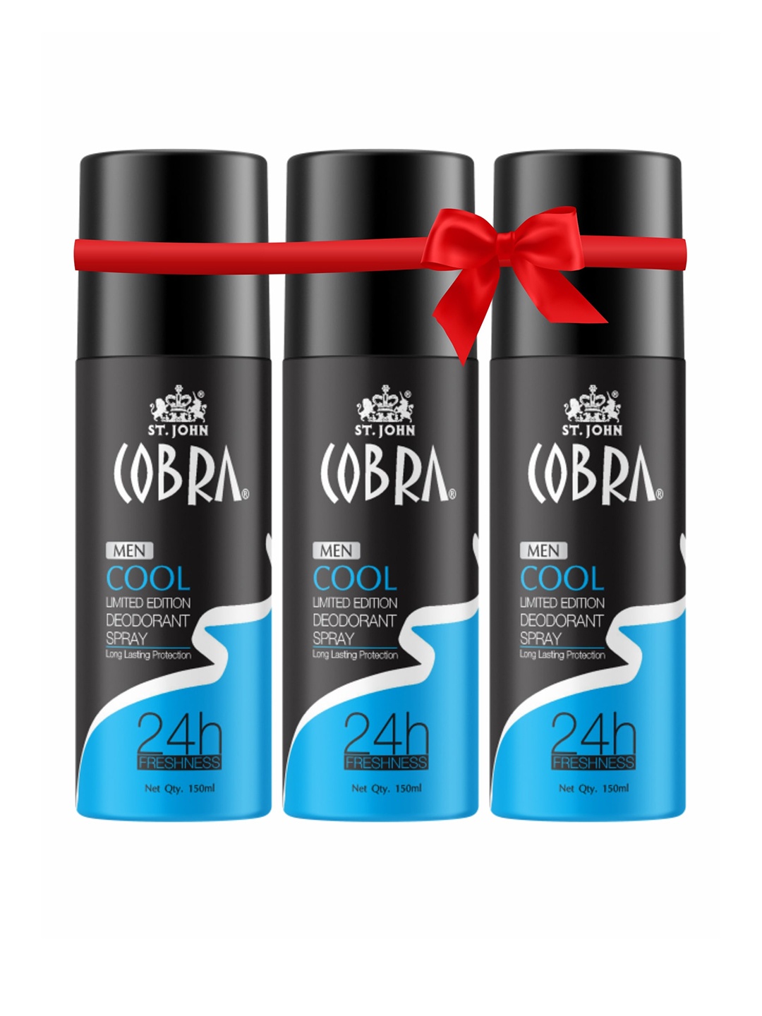 

St. John Men Set Of 3 Cobra Gas Deo Black & Cool Deodorant Spray 450 ml, Multi