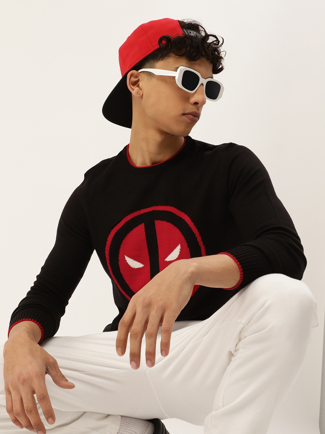 

Kook N Keech Marvel Teens Boys Black & Red Deadpool Printed Pullover