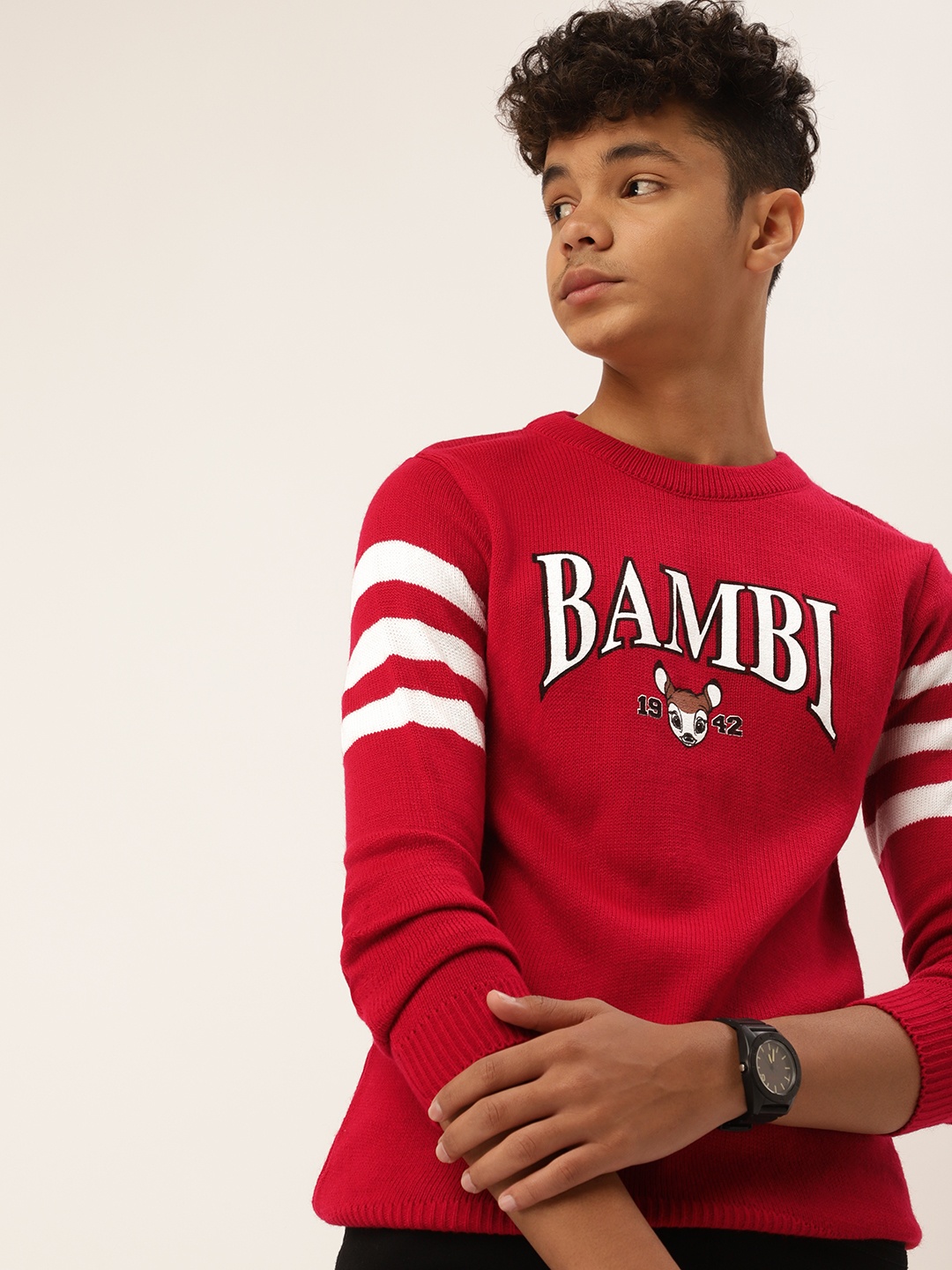 

Kook N Keech Teens Boys Red Typography Printed Acrylic Pullover