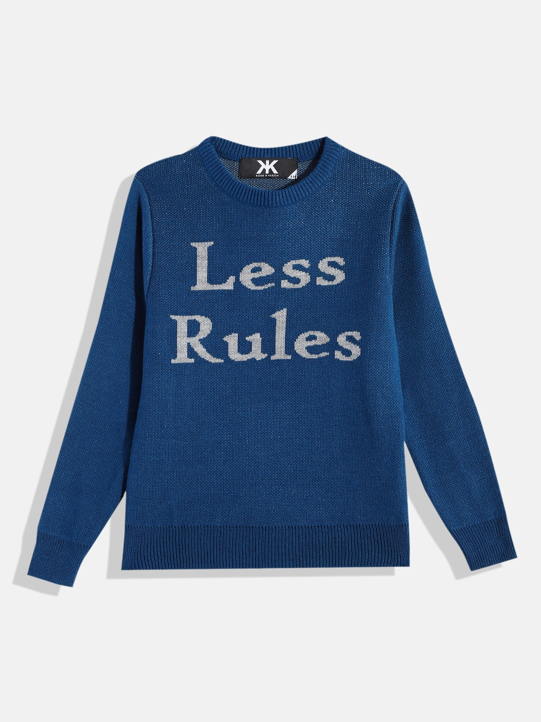 

Kook N Keech Teens Boys Blue & Grey Typography Printed Pullover