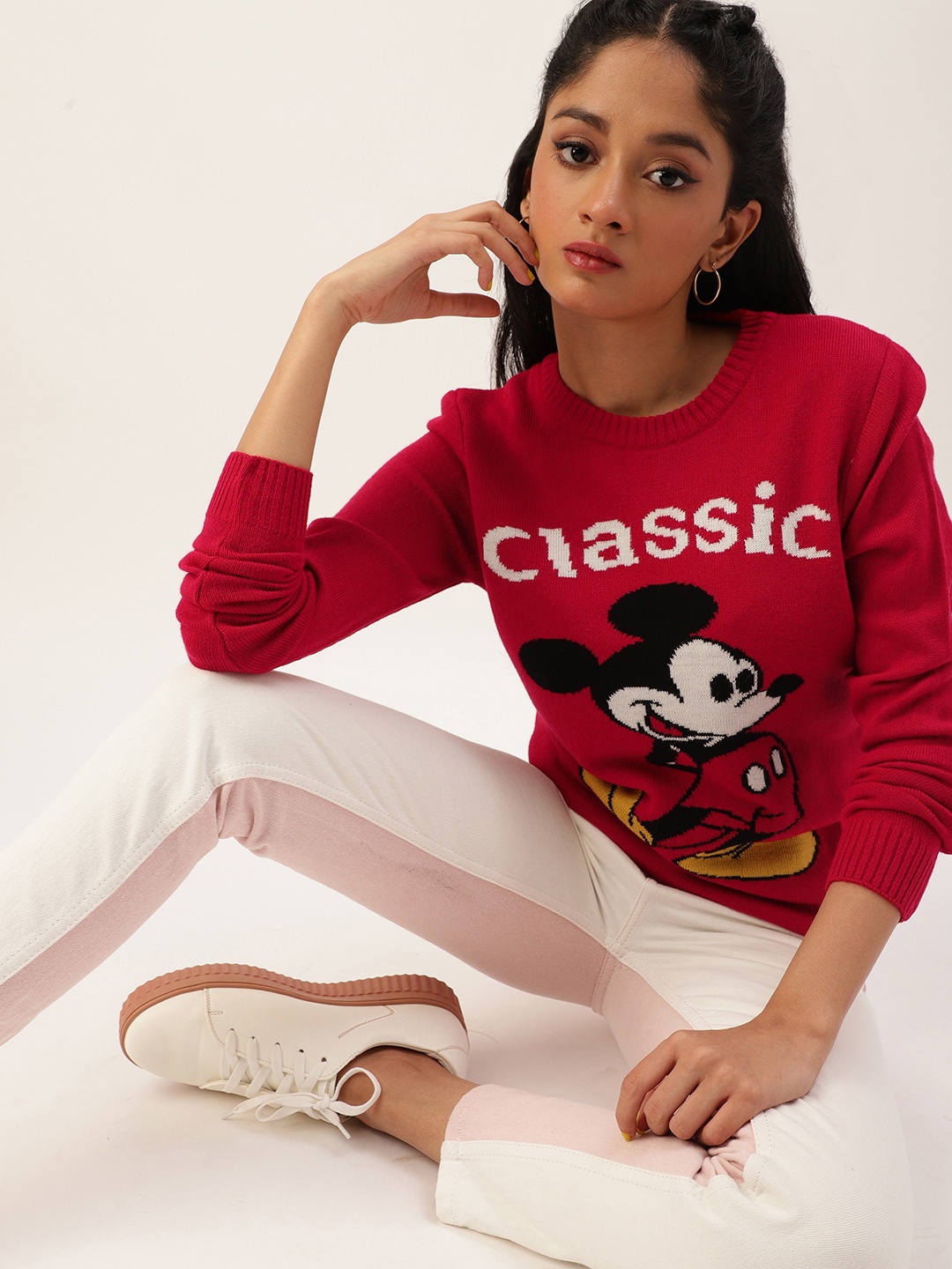 

Kook N Keech Disney Teens Girls Red & Black Mickey Mouse Printed Pullover