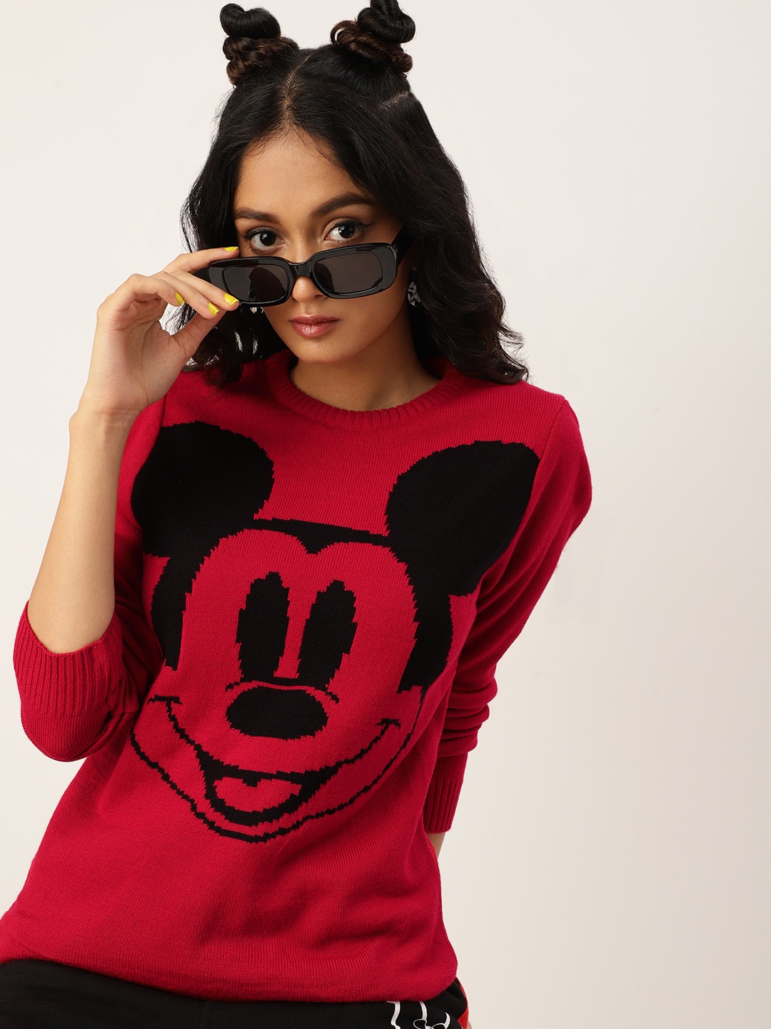 

Kook N Keech Disney Teens Girls Red & Black Mickey Mouse Printed Pullover