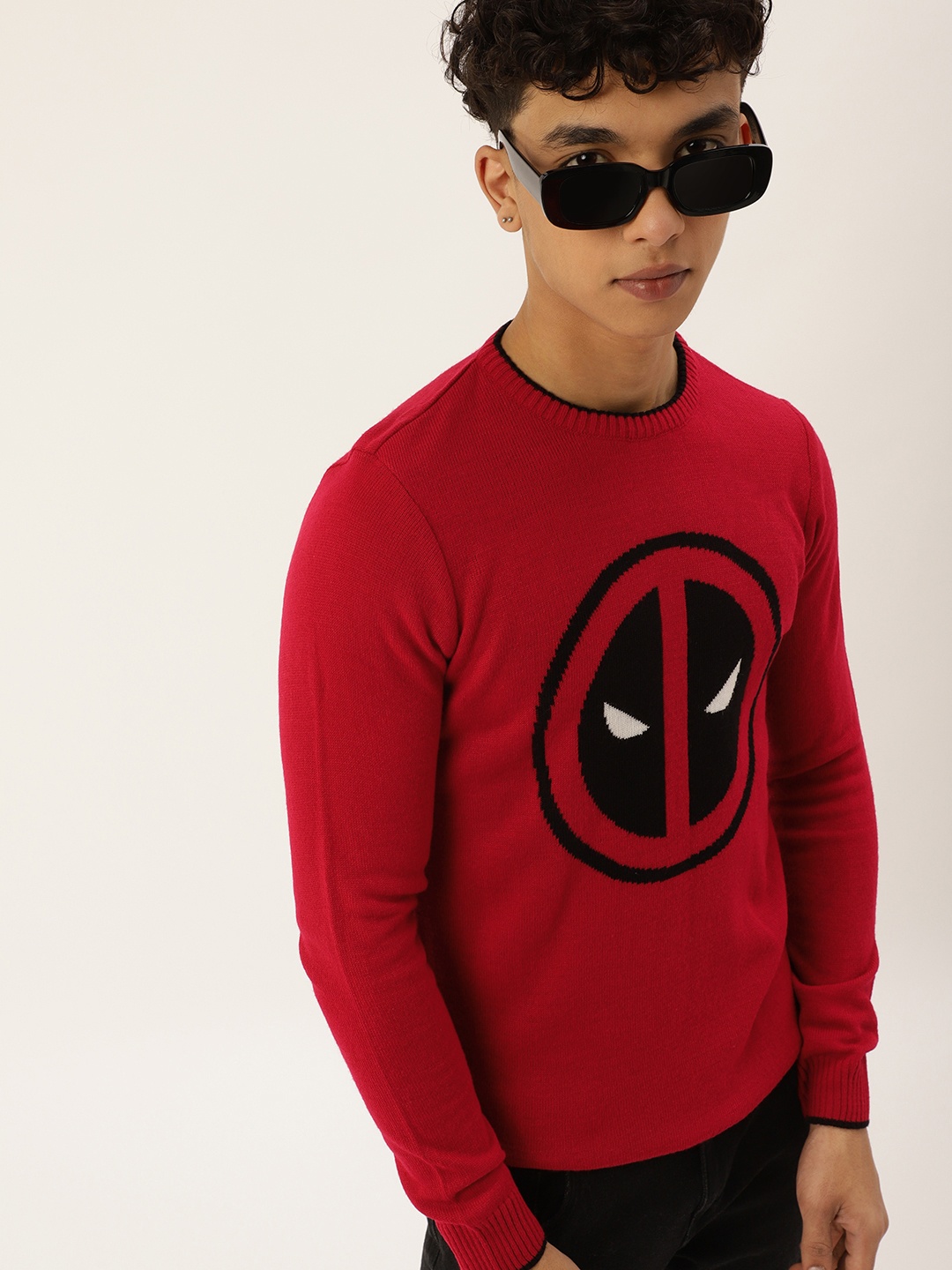 

Kook N Keech Marvel Teens Boys Red & Black Deadpool Printed Pullover