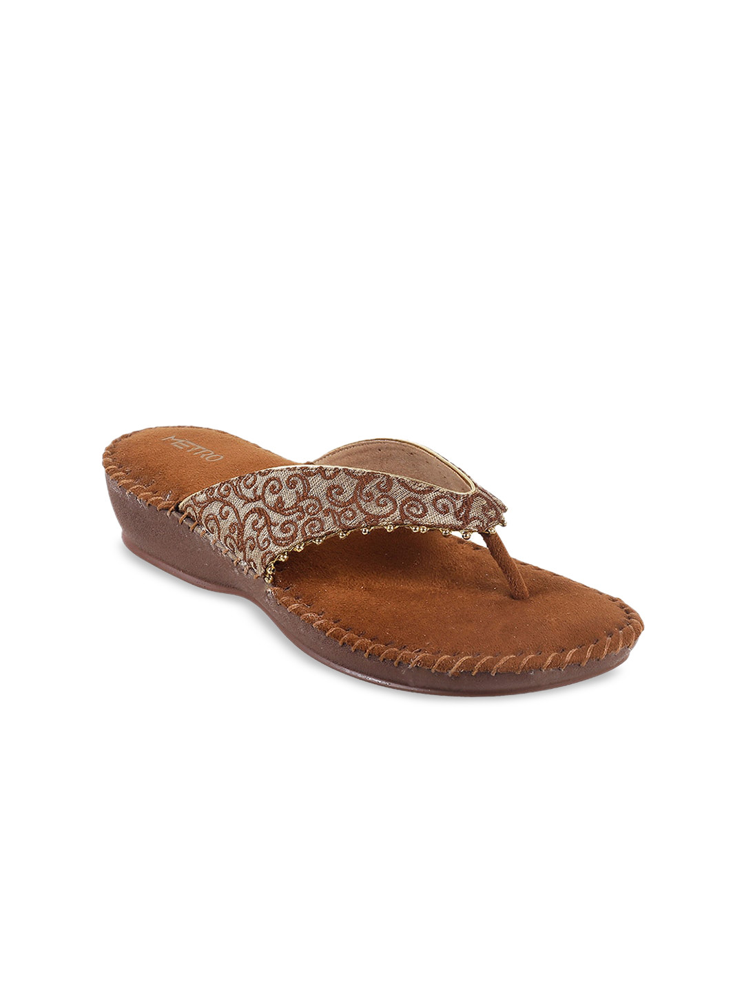 

Metro Gold-Toned Embroidered Comfort Sandals