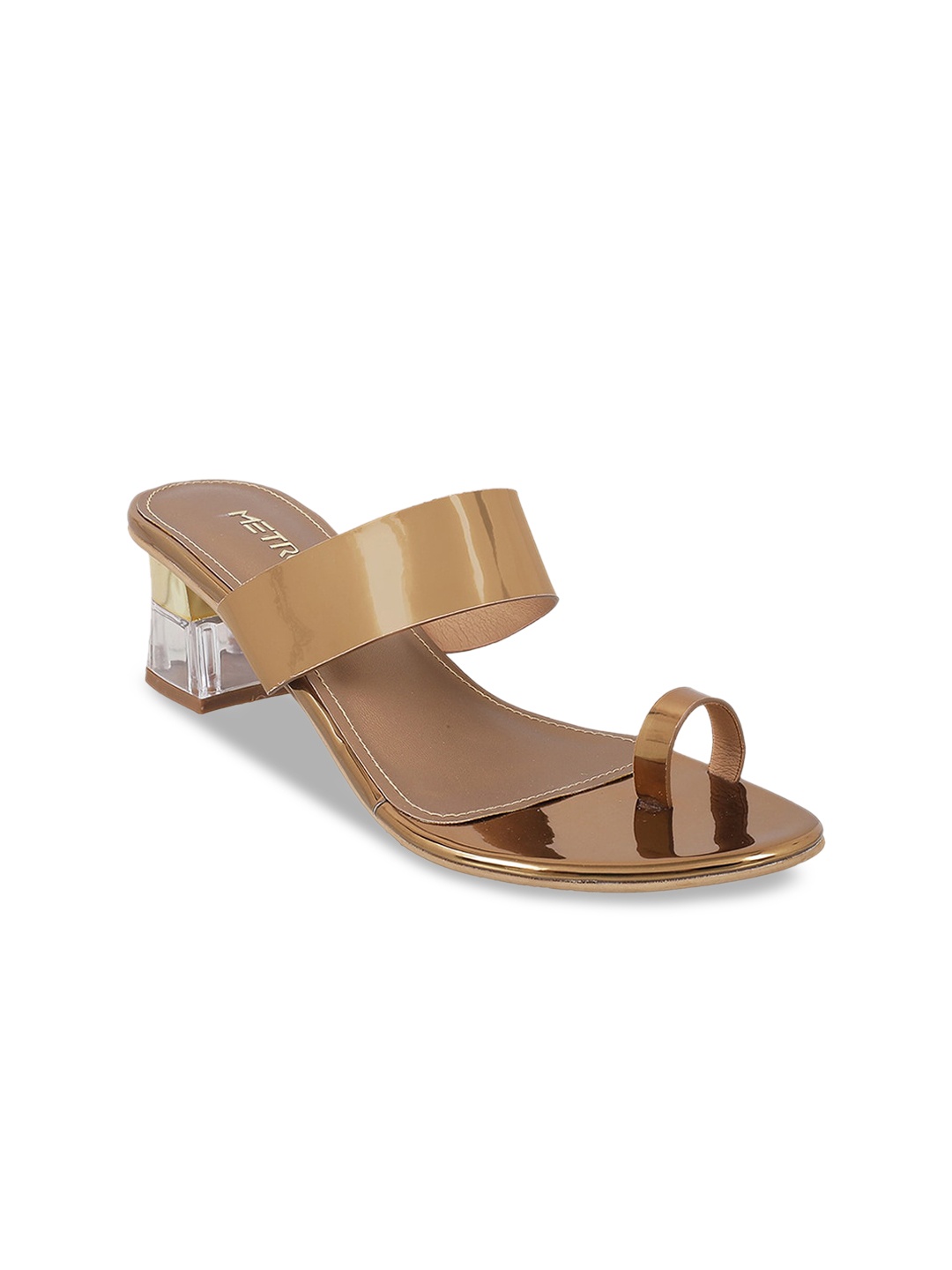 

Metro Gold-Toned Textured Block Sandals