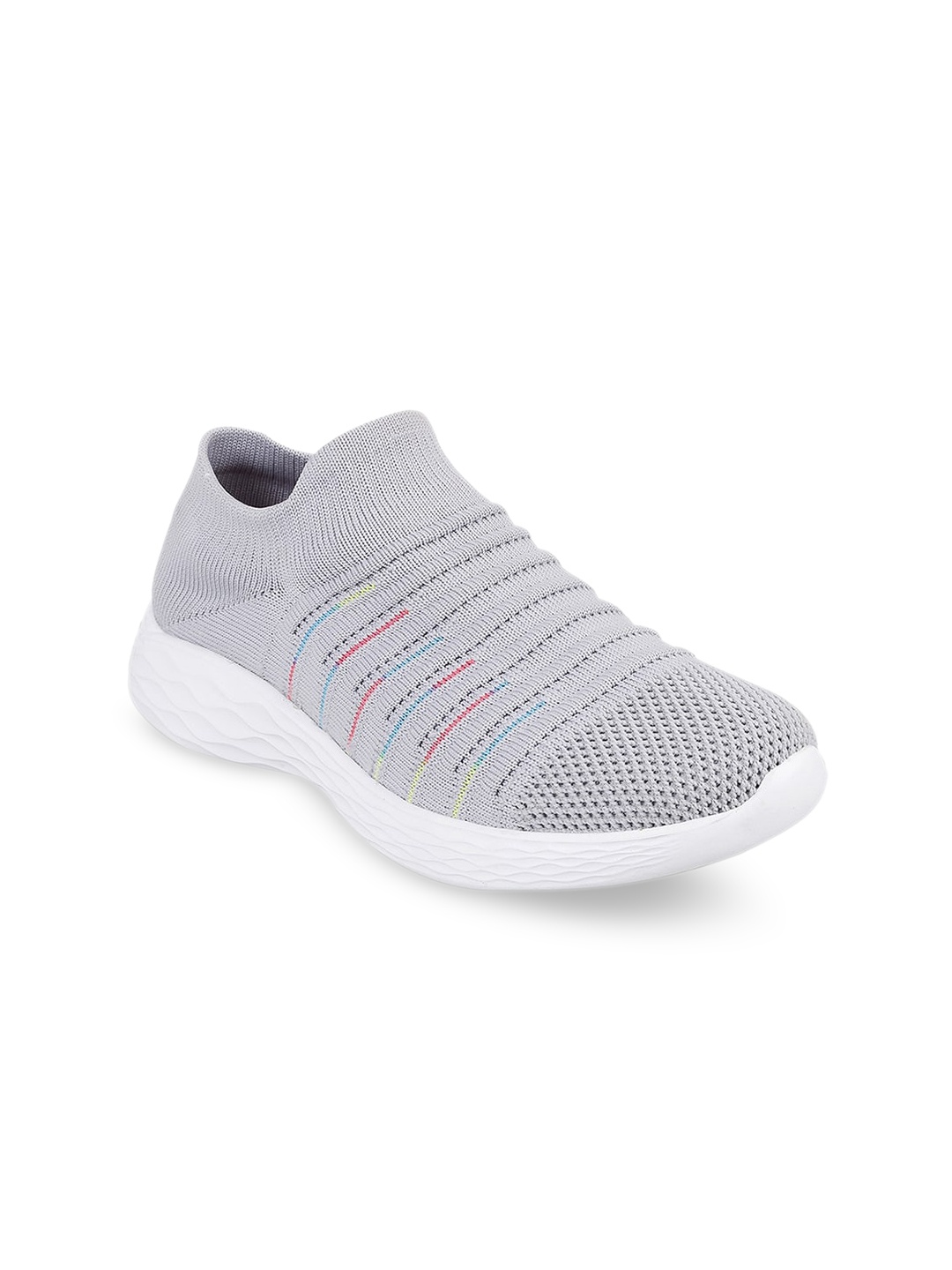 

Metro Women Grey Woven Design Slip-On Sneakers