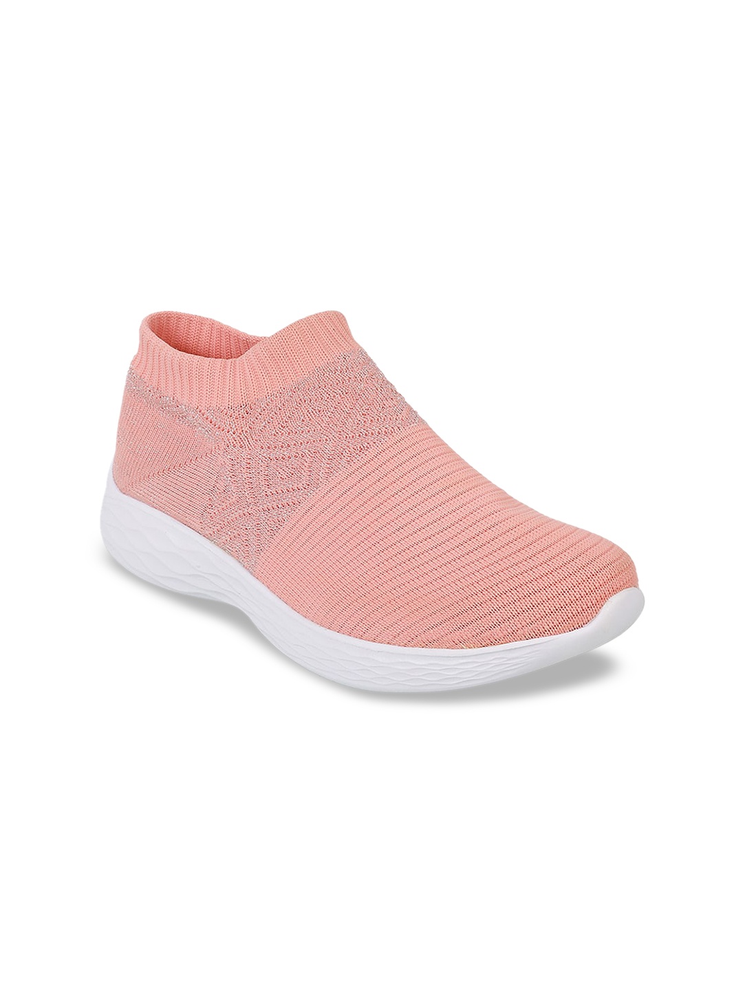 

Metro Women Peach-Coloured Woven Design Slip-On Sneakers