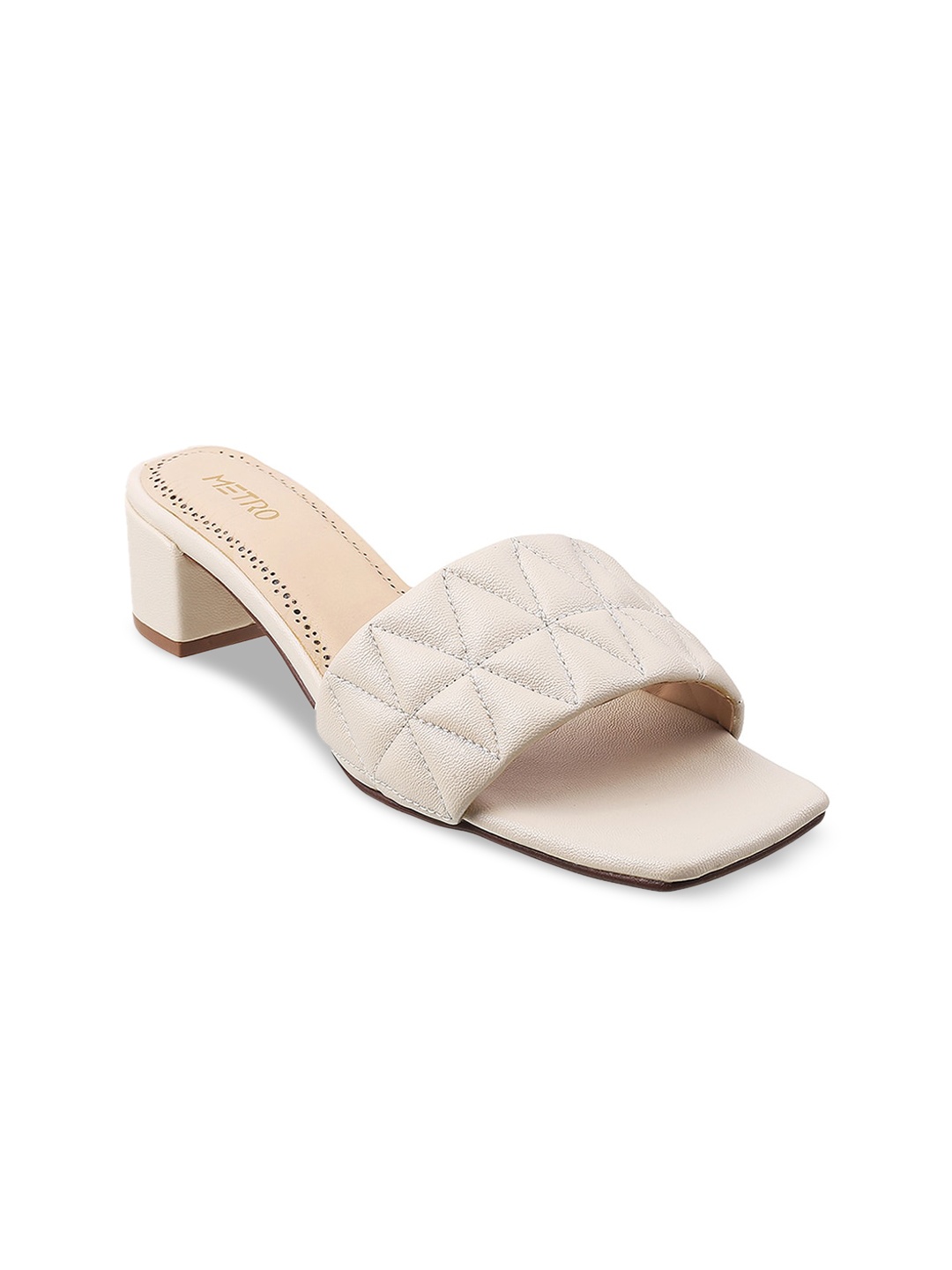 

Metro Beige Textured Block Mules