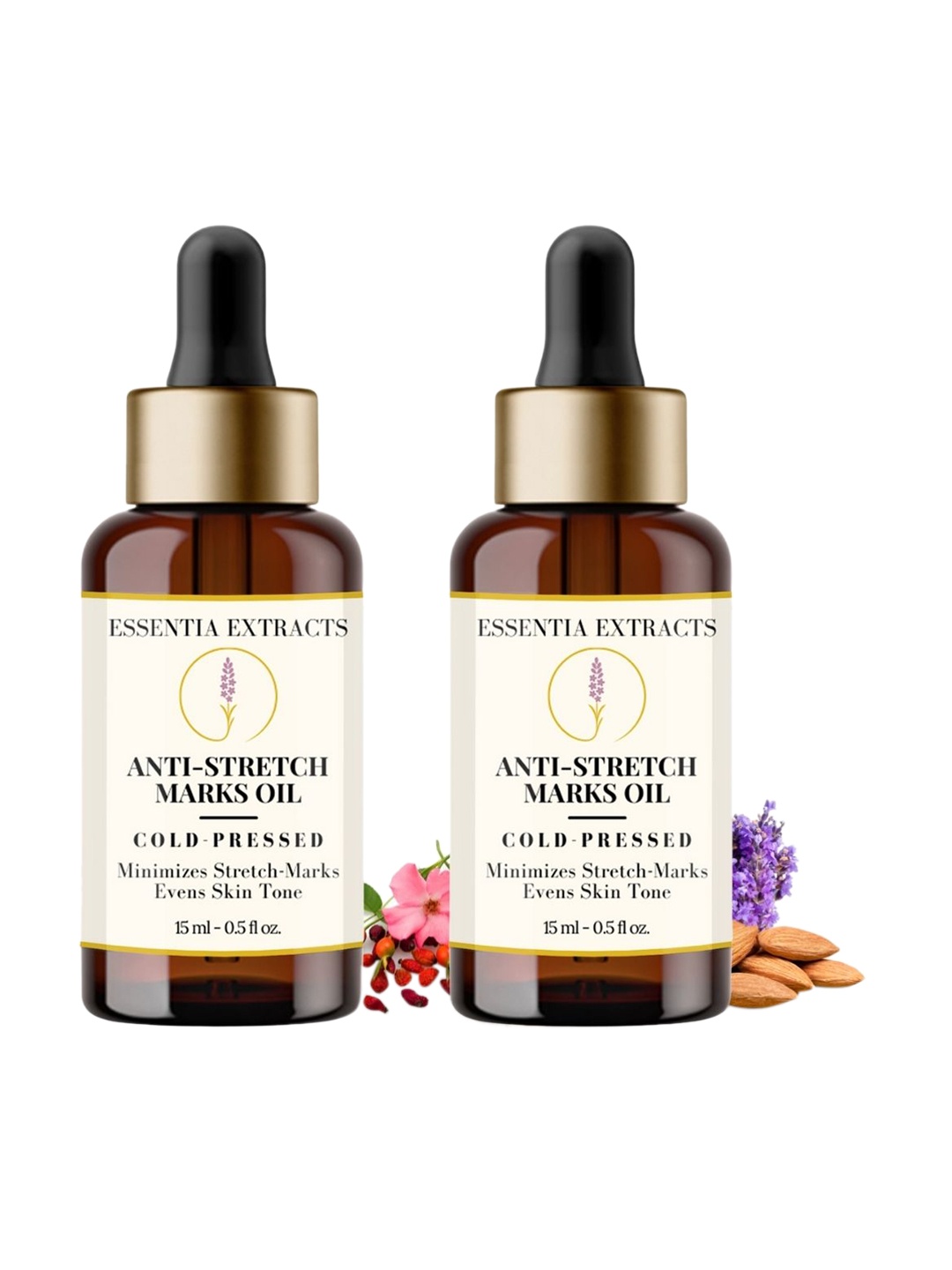 

ESSENTIA EXTRACTS Set of 2 Cold-Pressed Anti-Stretch Marks Oil - 15 ml Each, Brown
