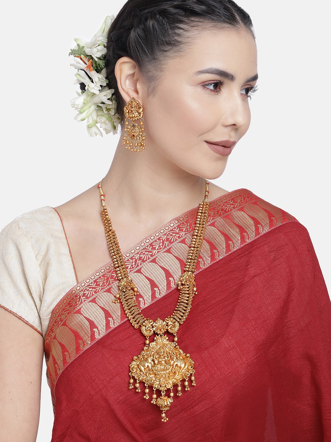 

Kord Store Gold-Plated Laxmi Design Necklace & Earrings Set