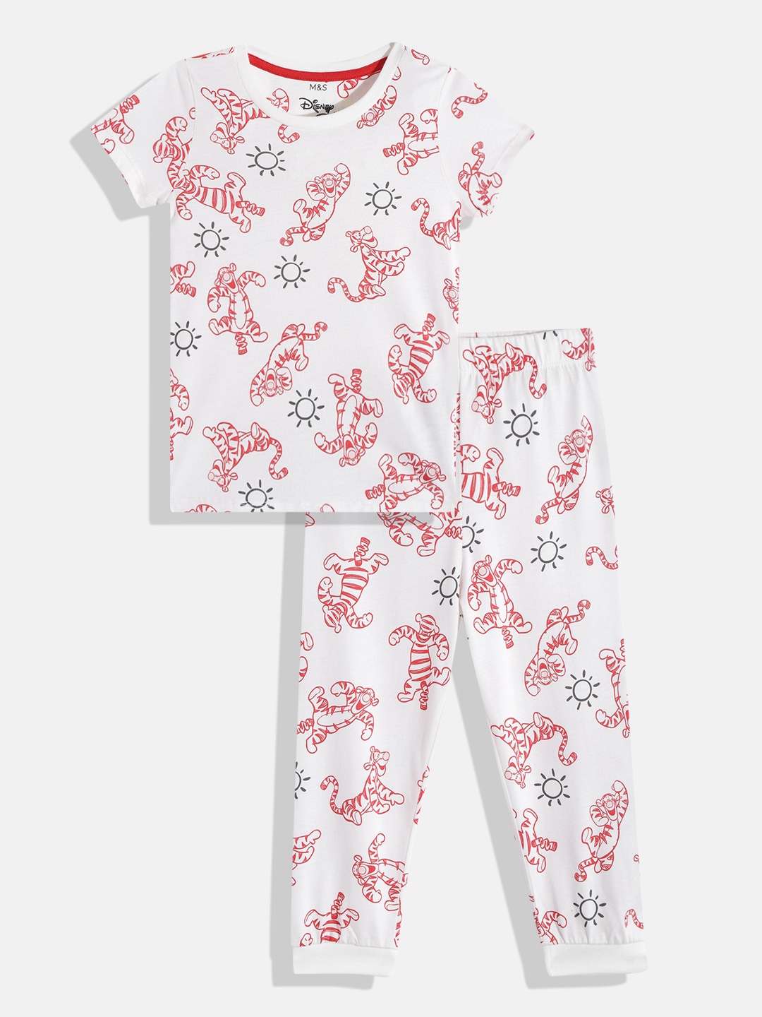 

Marks & Spencer Kids Pure Cotton Tigger Print T-shirt with Pyjamas, White