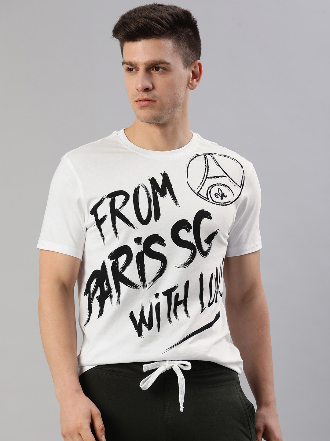 

PSG Men White & Black Paris Saint-Germain Oversized Crest T-Shirt