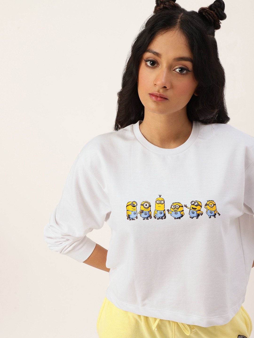 

Minions by Kook N Keech Teens Girls White Minions Print Sweatshirt