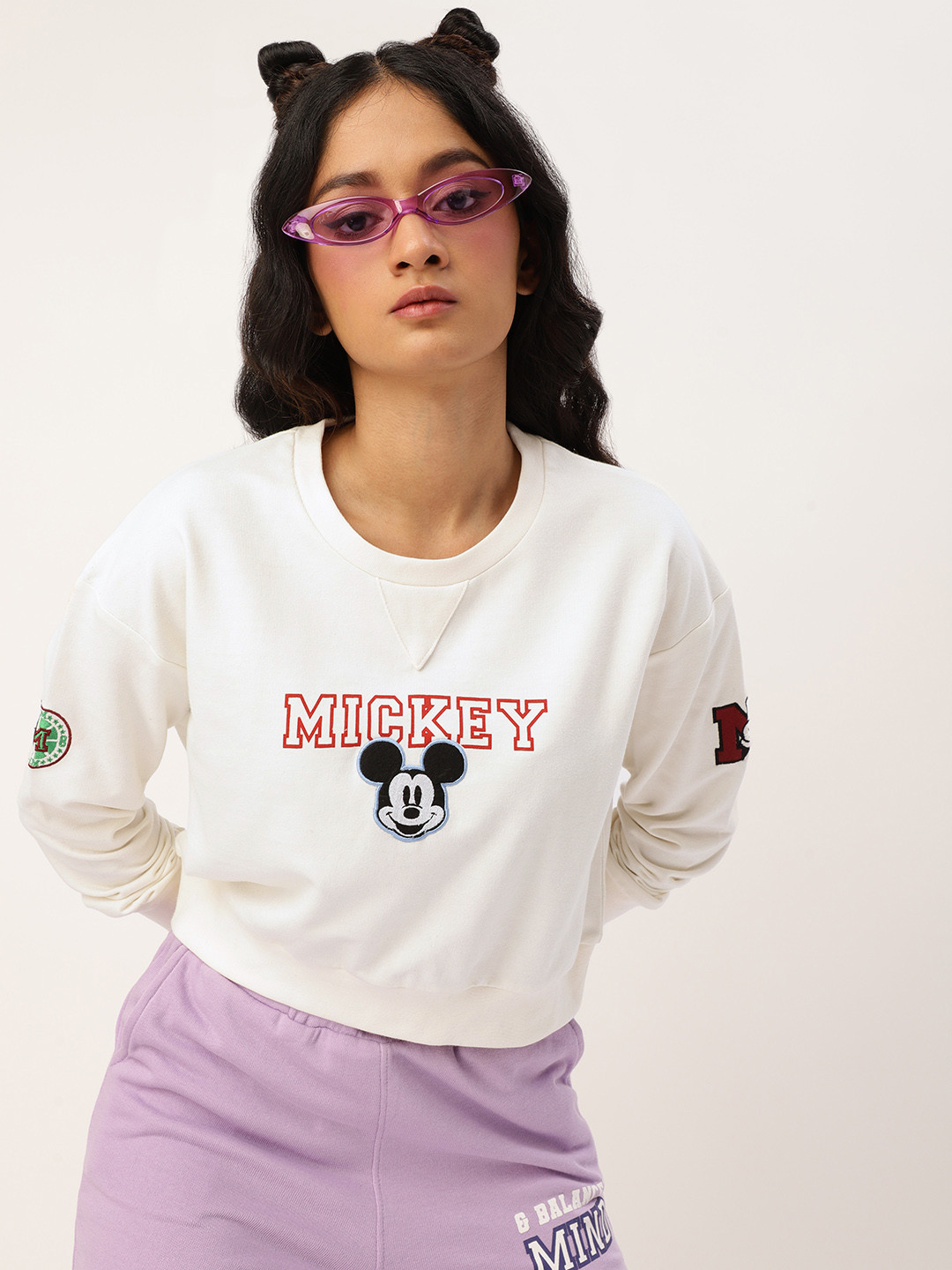 

Kook N Keech Disney Teens Girls White Typography Print Round Neck Sweatshirt
