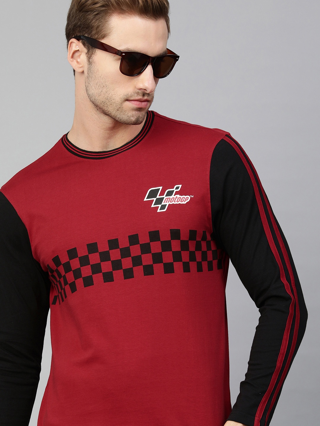 

MotoGP Men Red & Black Printed Full Sleeves T-shirt