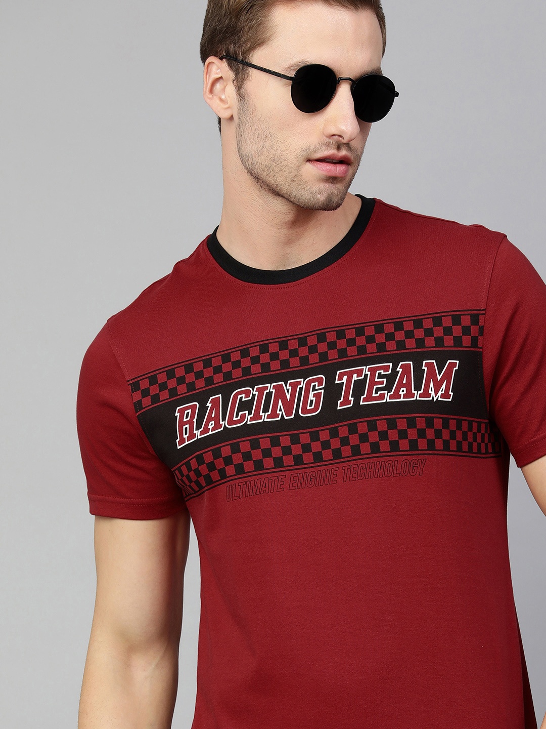 

MotoGP Men Red & Black Printed Cotton T-shirt