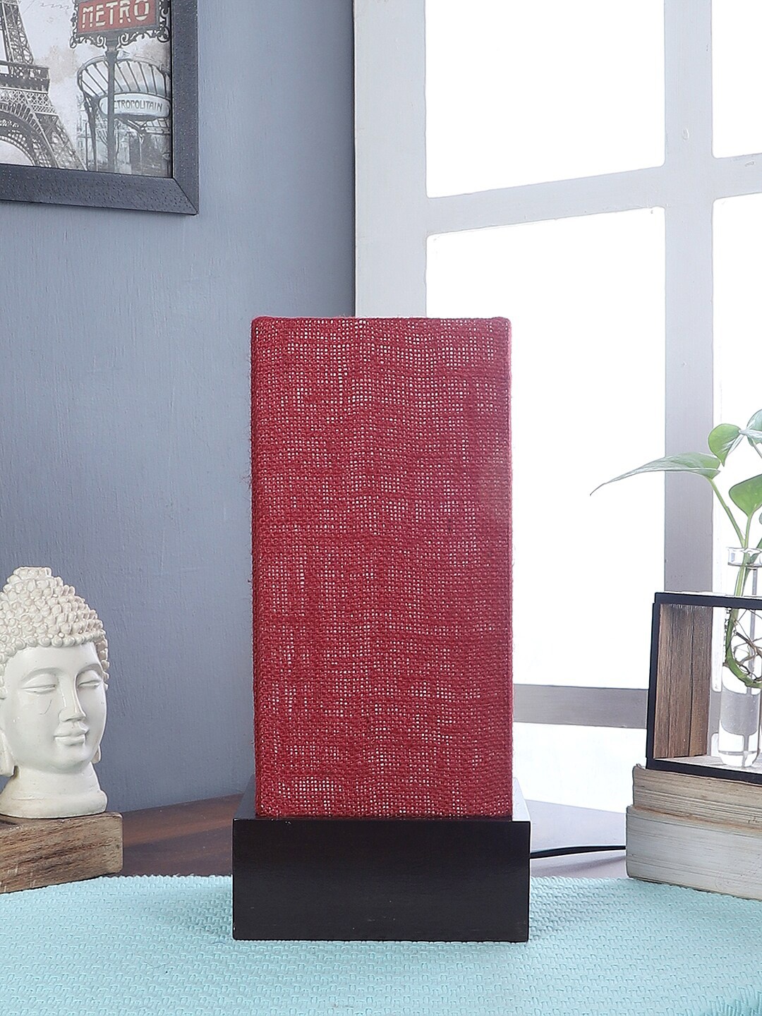 

Devansh Maroon Contemporary Bedside Standard Table Lamp with Shade