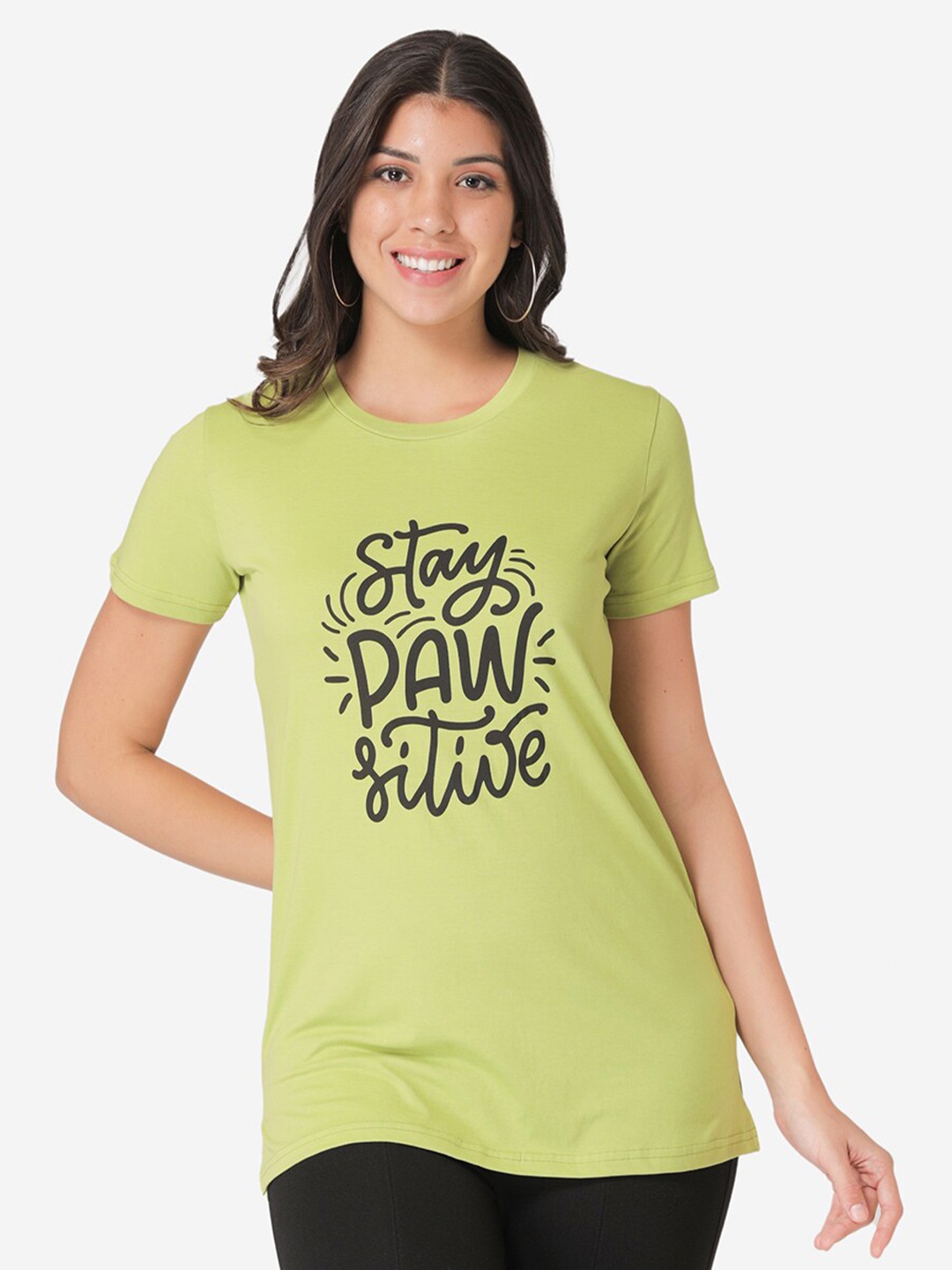 

Vami Women Green Varsity Printed Outdoor T-shirt