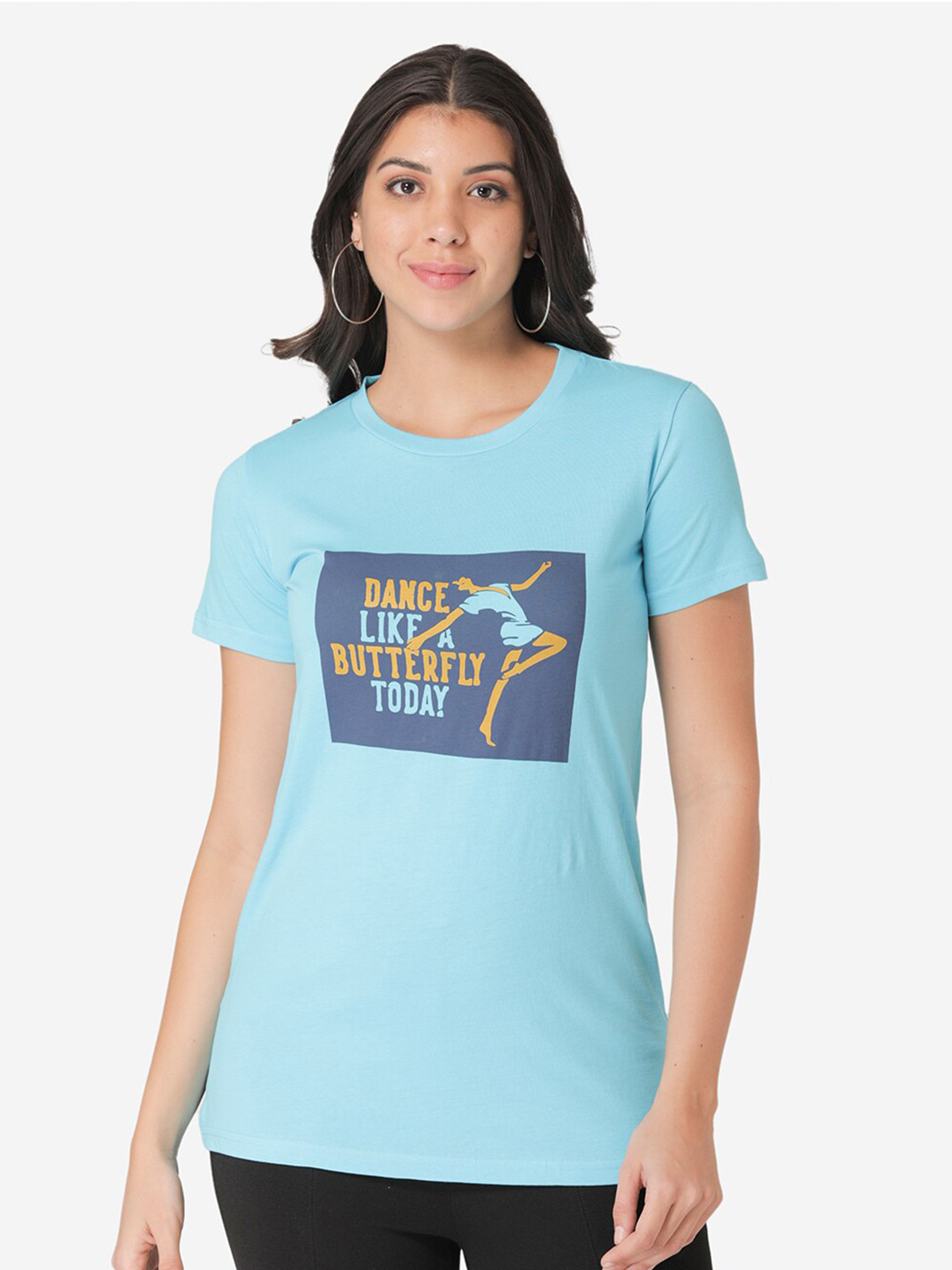 

Vami Women Blue Typography Printed T-shirt