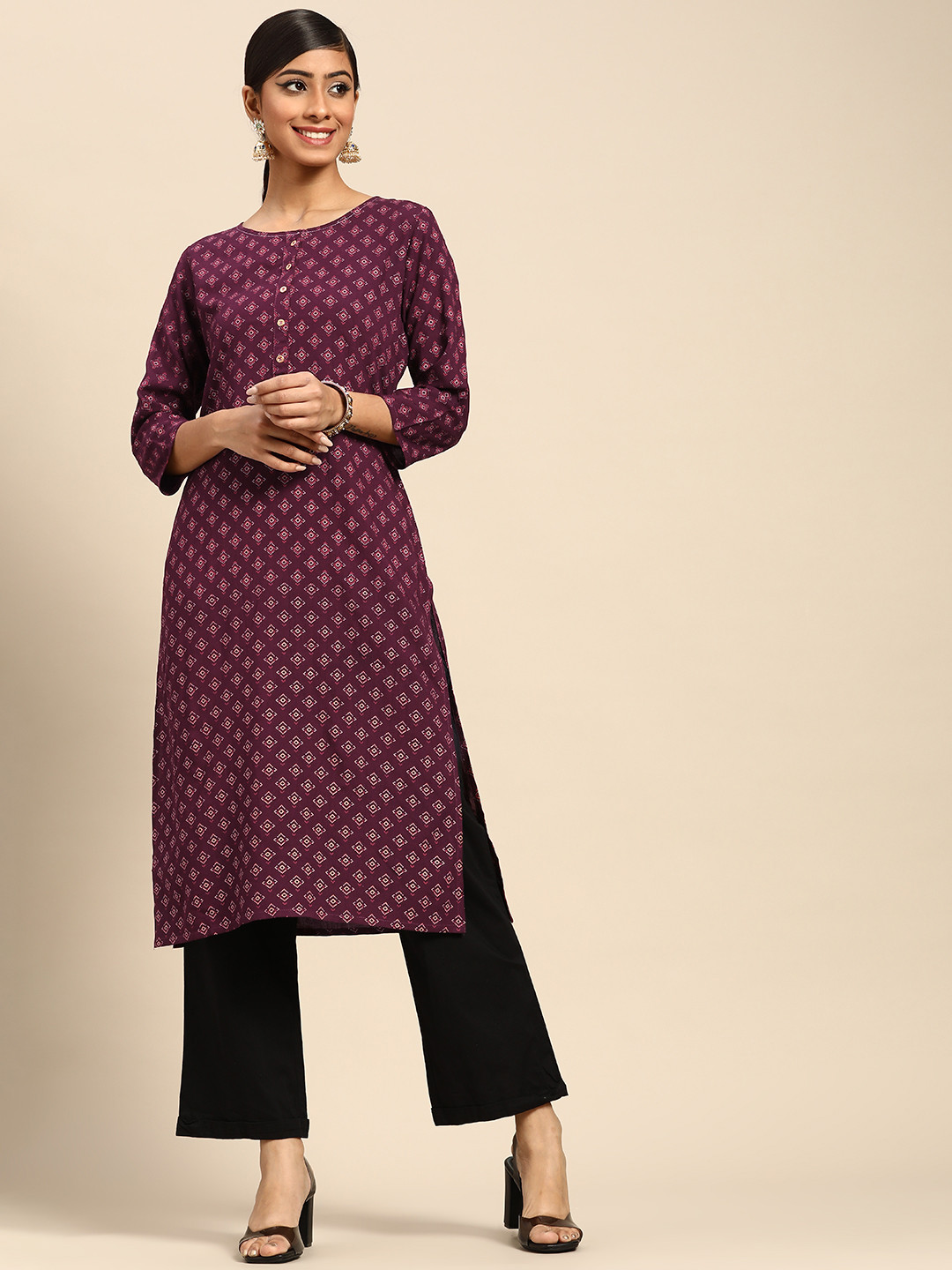 

GERUA Women Purple Ethnic Motifs Printed Kurta