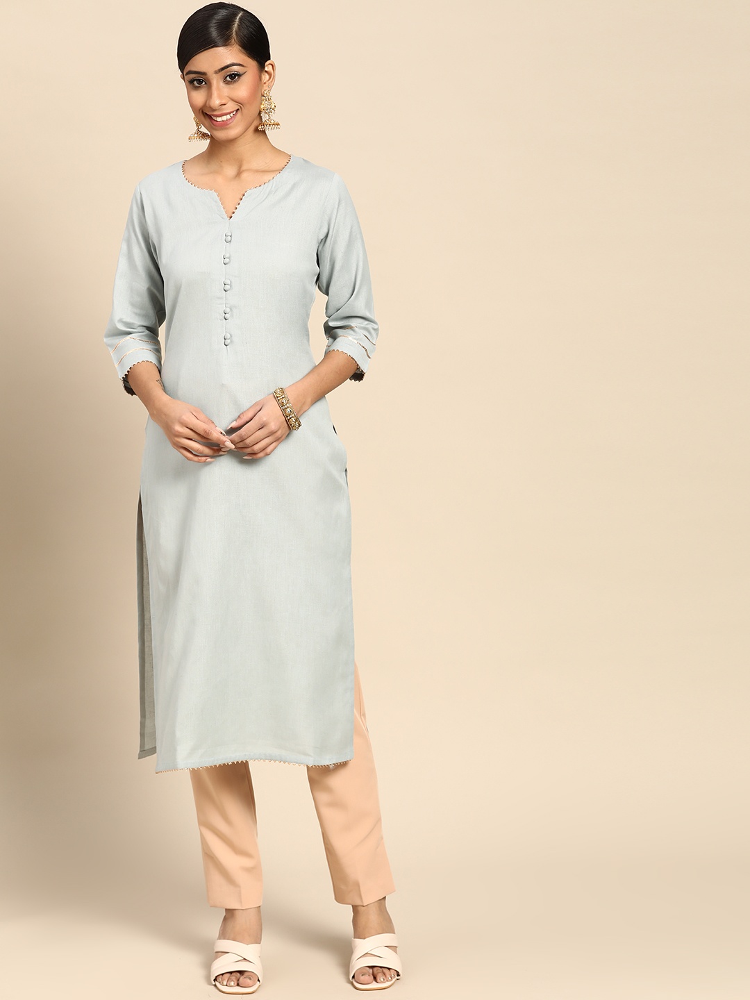 

Gerua By Libas Women Grey Gotta Patti Kurta