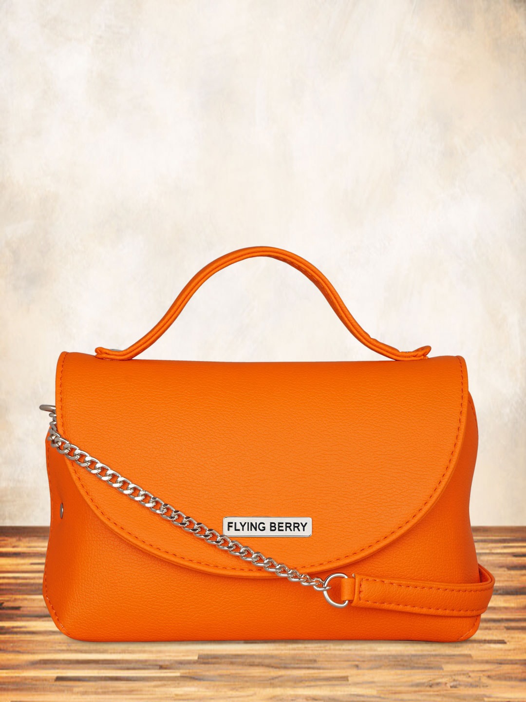 

FLYING BERRY Orange PU Structured Satchel