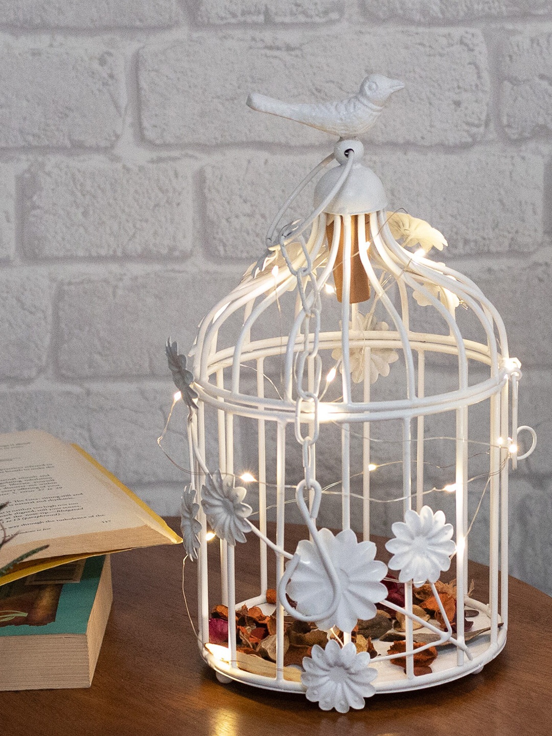

Homesake Decorative White Bird Cage Showpiece With Hanging Chain