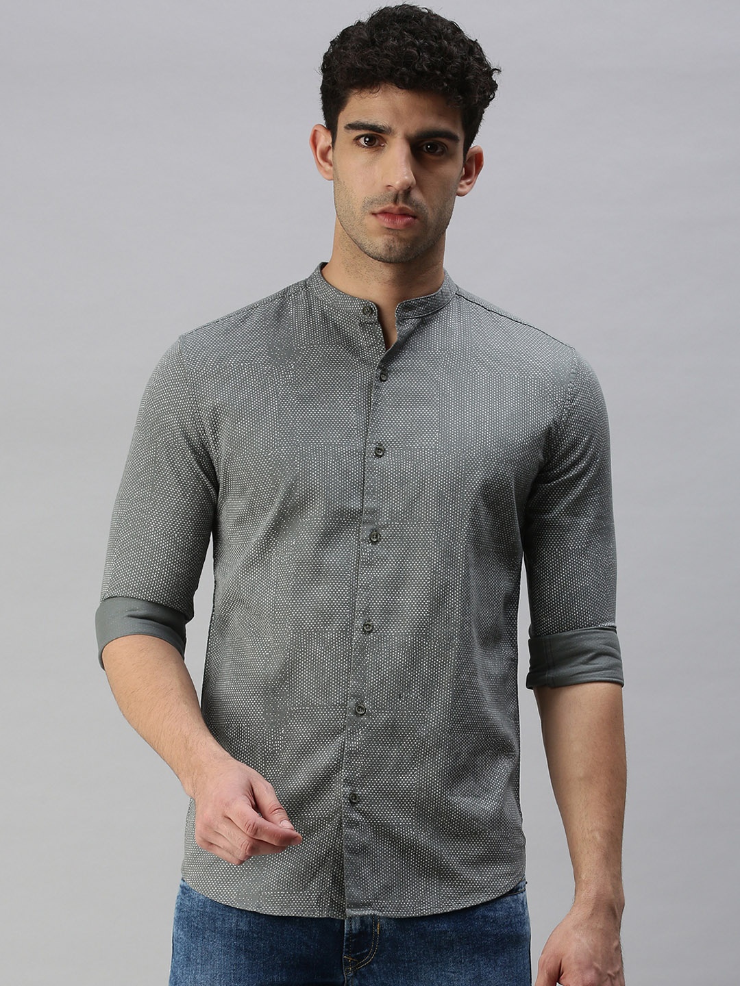 

SHOWOFF Men Grey Premium Slim Fit Casual Shirt