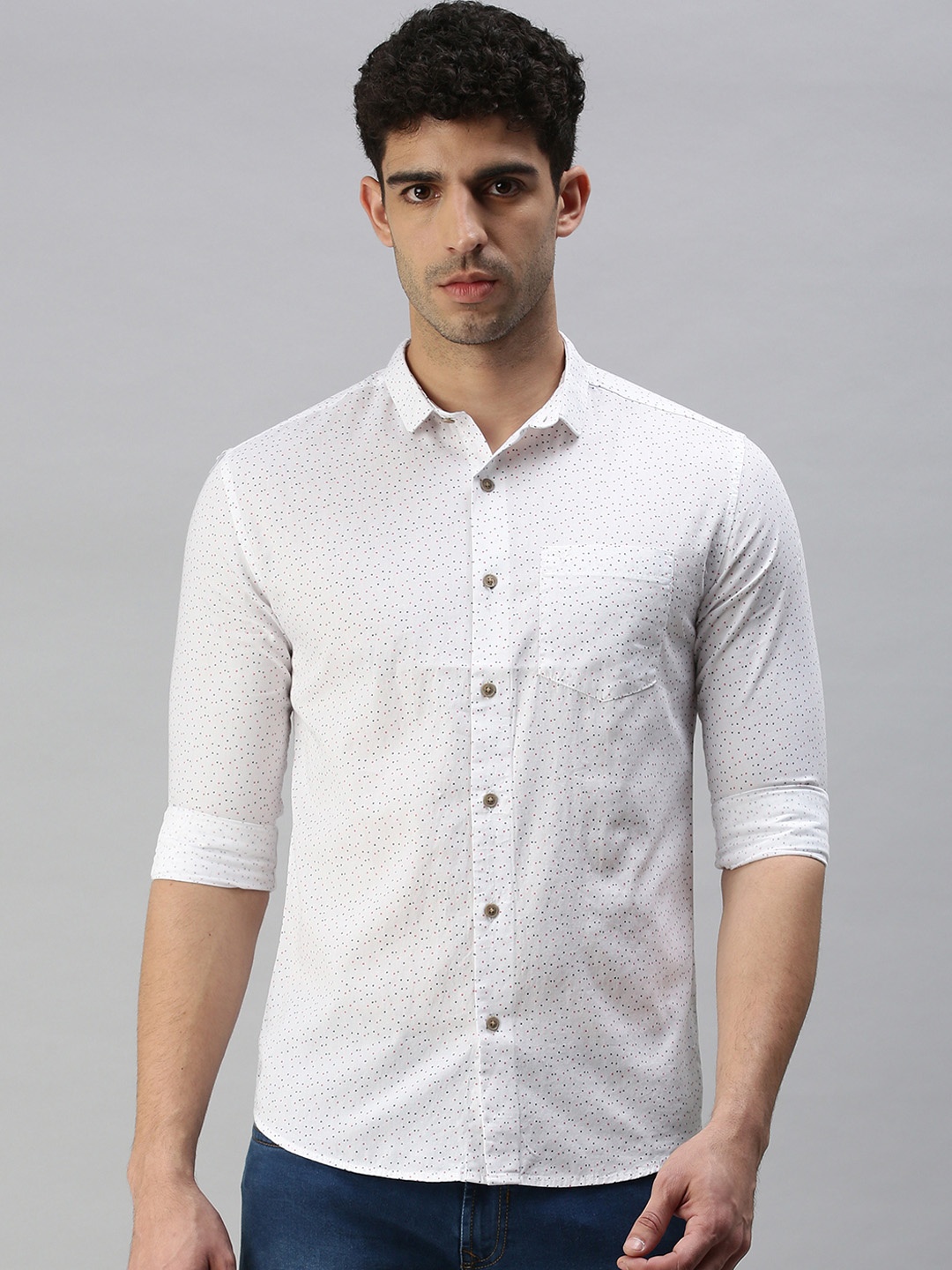 

SHOWOFF Men White Comfort Slim Fit Casual Shirt