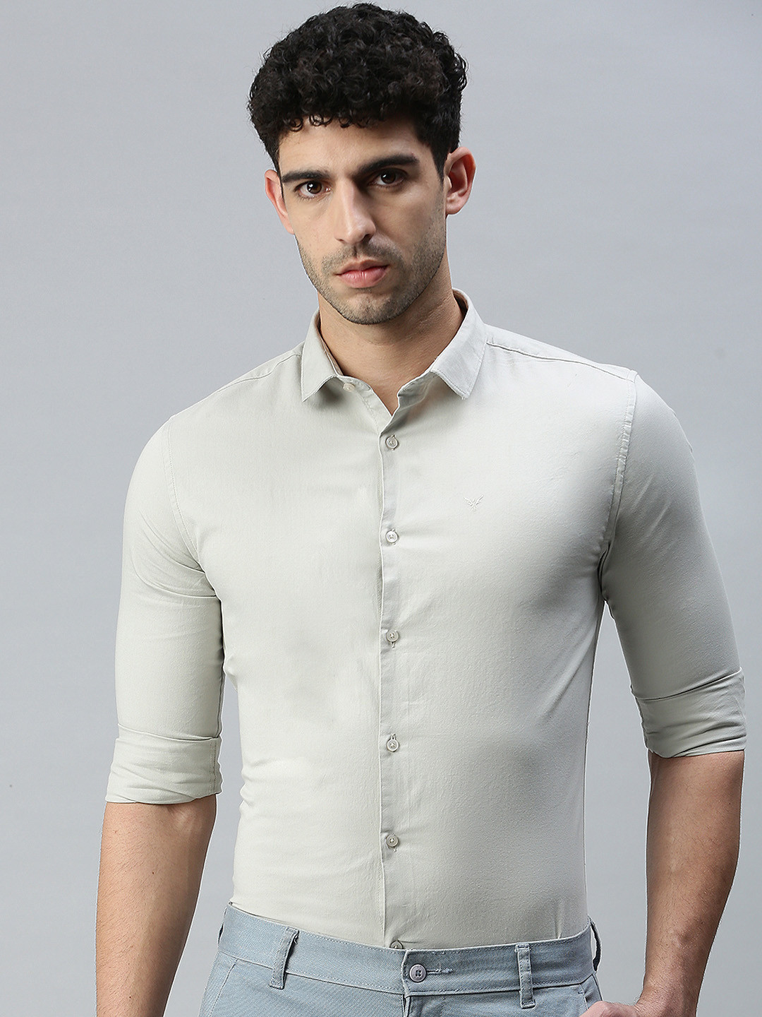 

SHOWOFF Men Beige Premium Slim Fit Casual Shirt