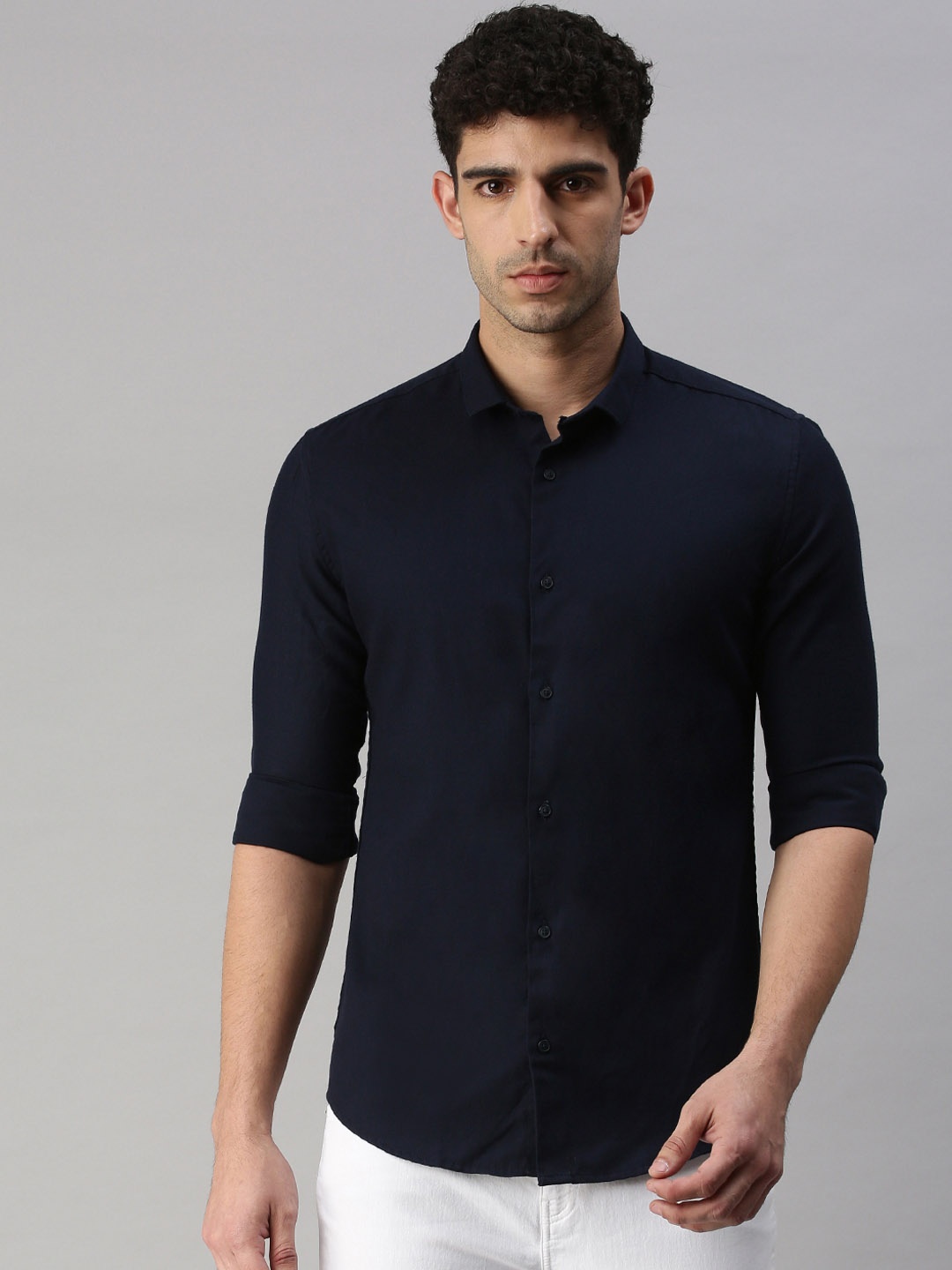 

SHOWOFF Men Navy Blue Premium Slim Fit Casual Shirt