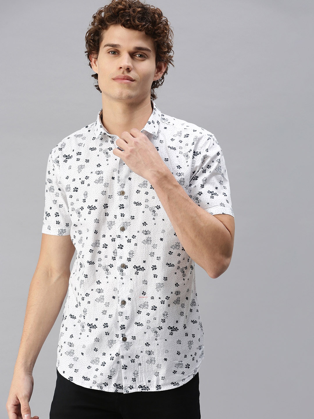 

SHOWOFF Men White Premium Slim Fit Printed Casual Shirt