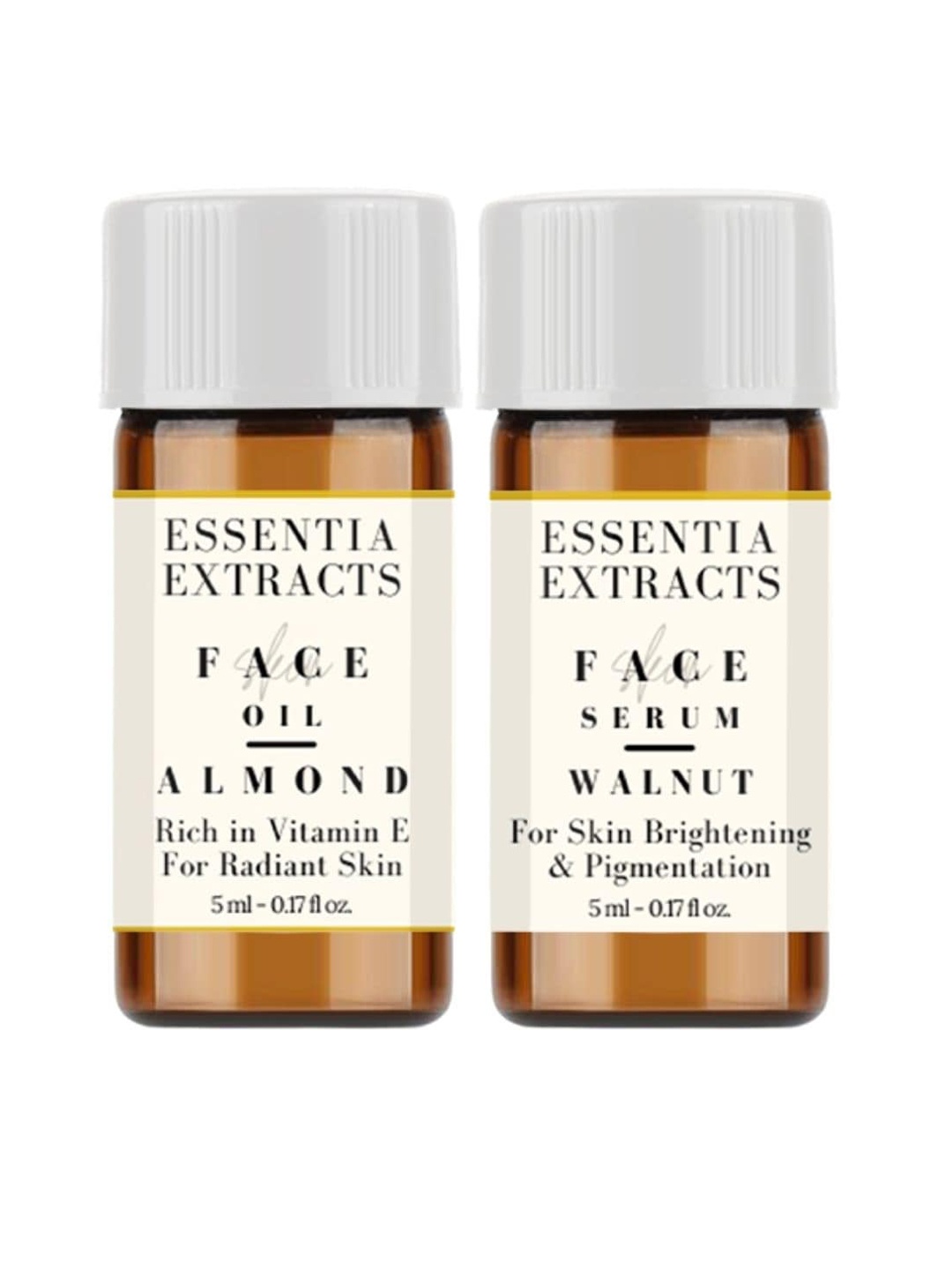 

ESSENTIA EXTRACTS Combo of Almond Face Oil & Walnut Face Serum - 5 ml Each, Brown