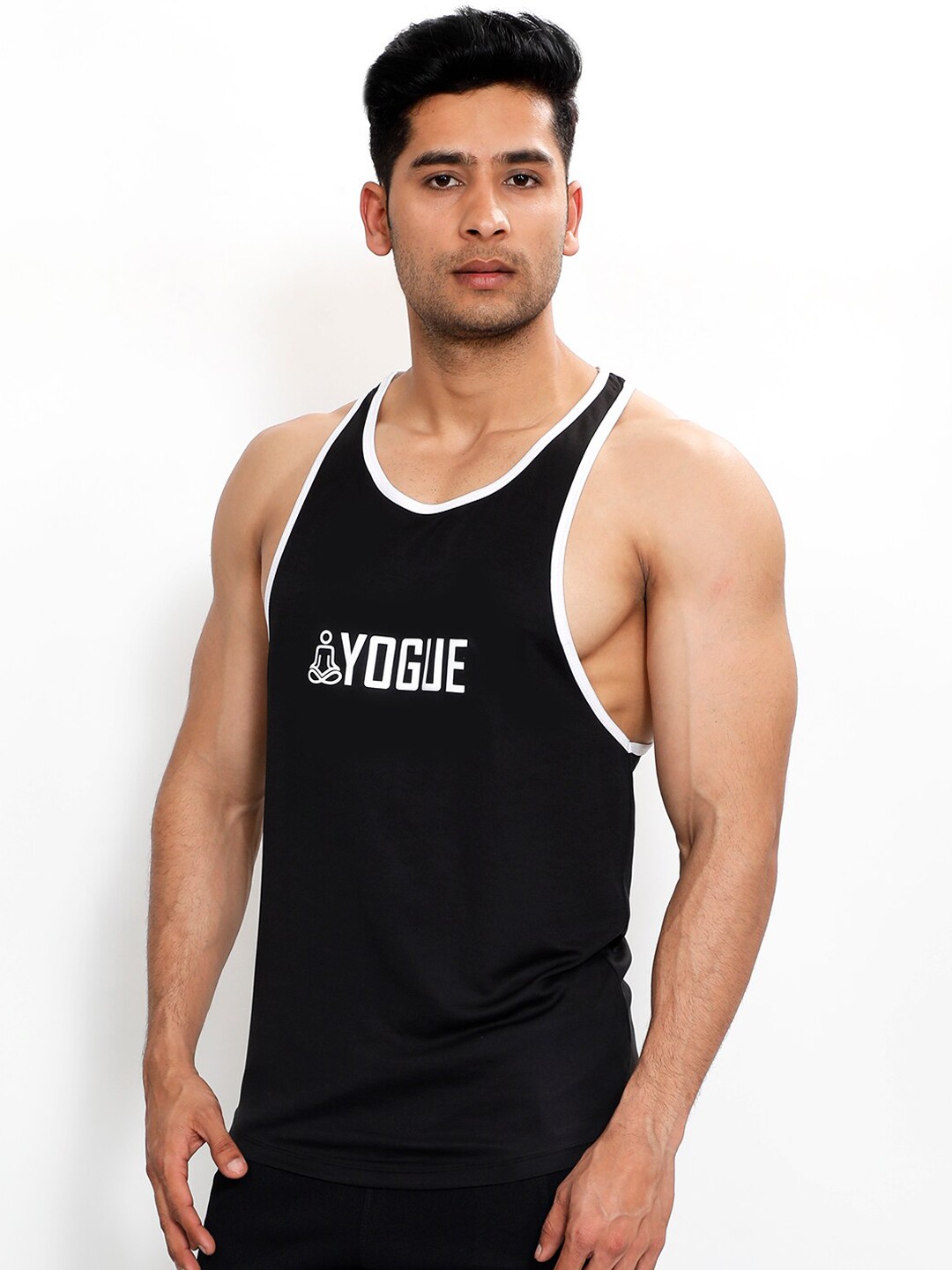 

Yogue Activewear Men Black & White Typography Printed Innerwear Vests