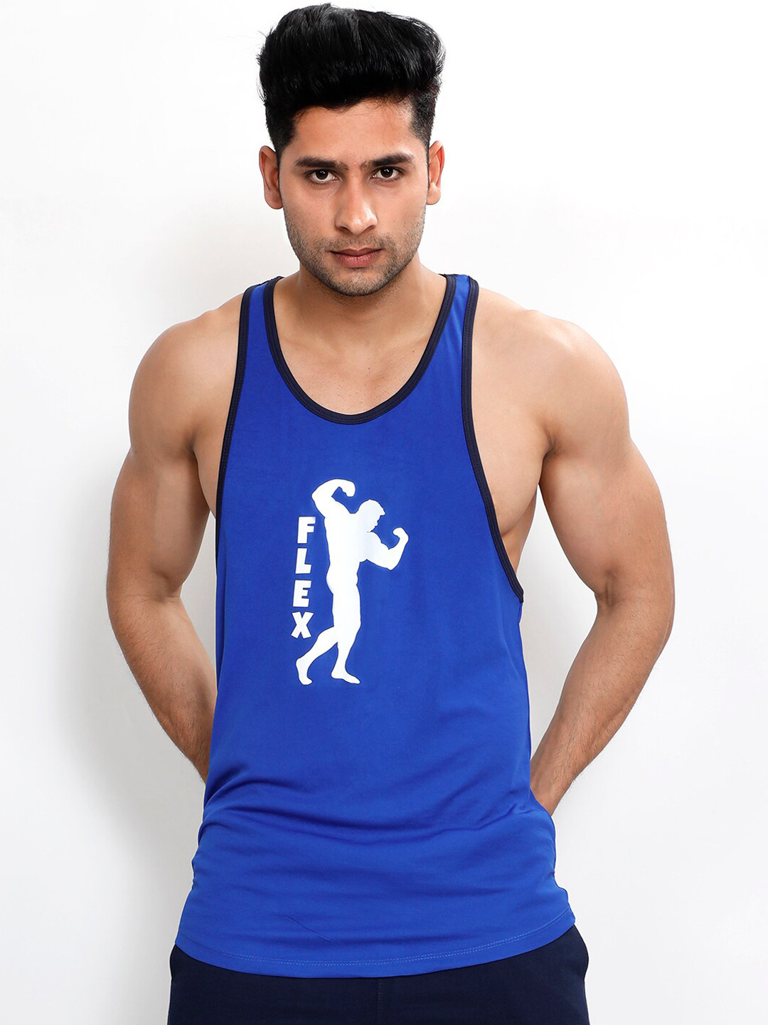 

Yogue Activewear Men Blue Printed Innerwear Gym Vests